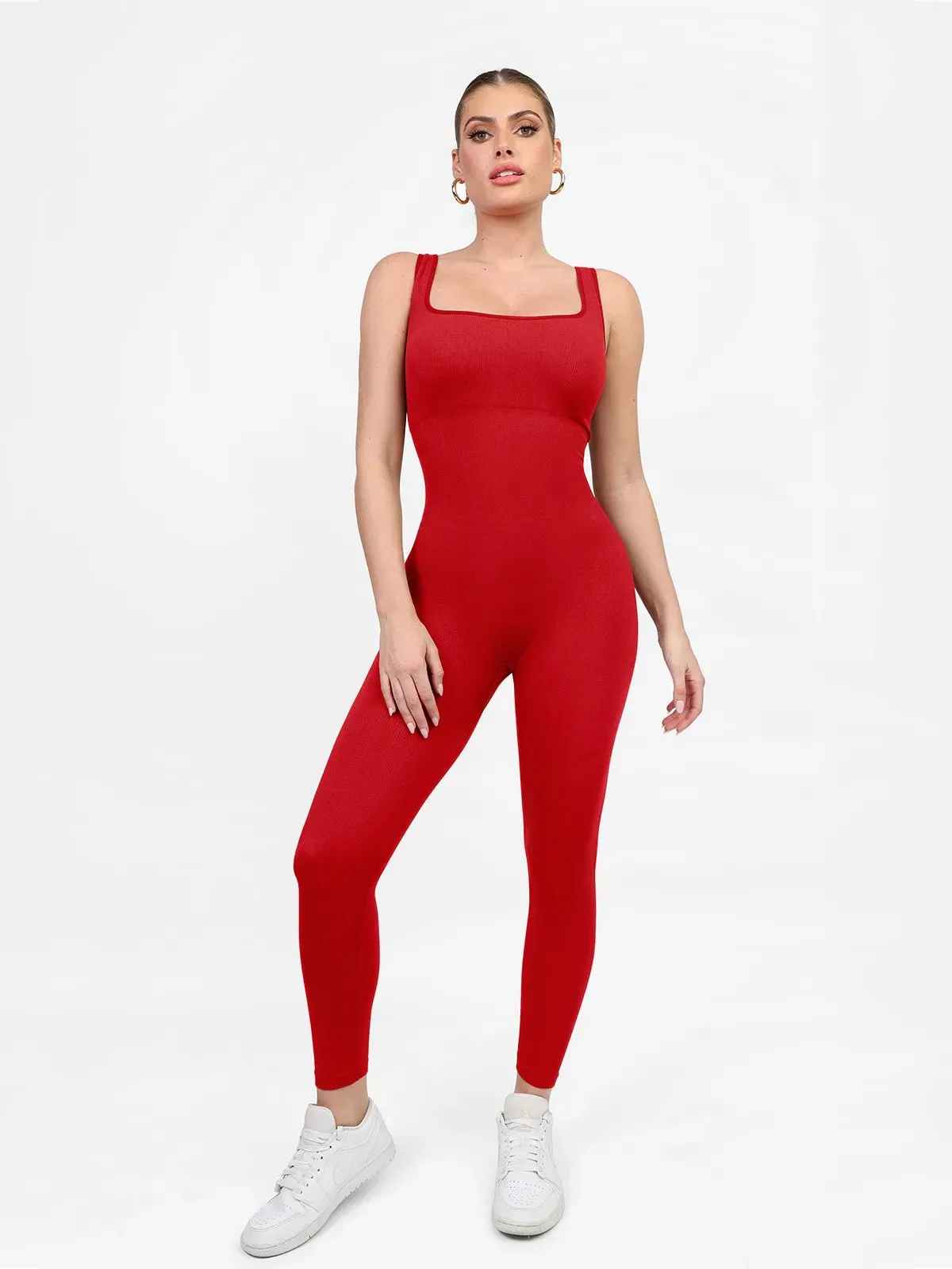 Shapewear Seamless Square Neck Tank Workout Jumpsuit summer look SolarReflectiveFinish