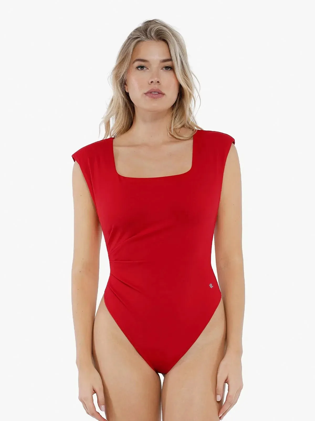SnagResistant NonIrritatingStitching Shapewear Square Neck Padded Shoulder Slimming Bodysuit