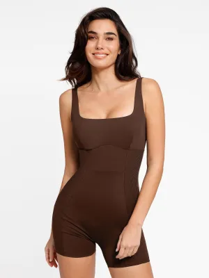 Shapewear Square Neck Strappy Romper Stain Resistant Treatment