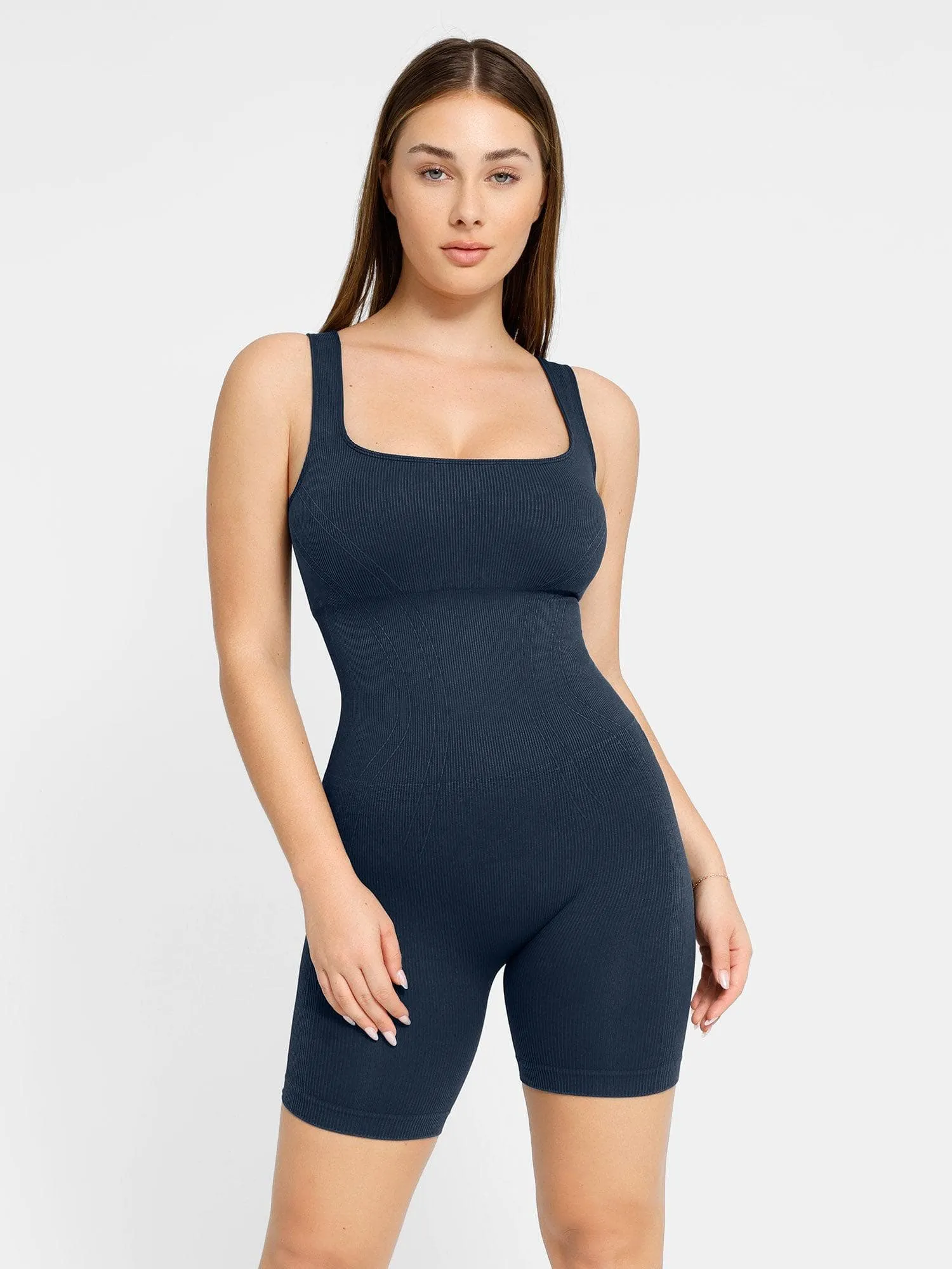 Shapewear Square Neck Tank Romper SeamFreeShoulder Multi Way Adjustable Fit