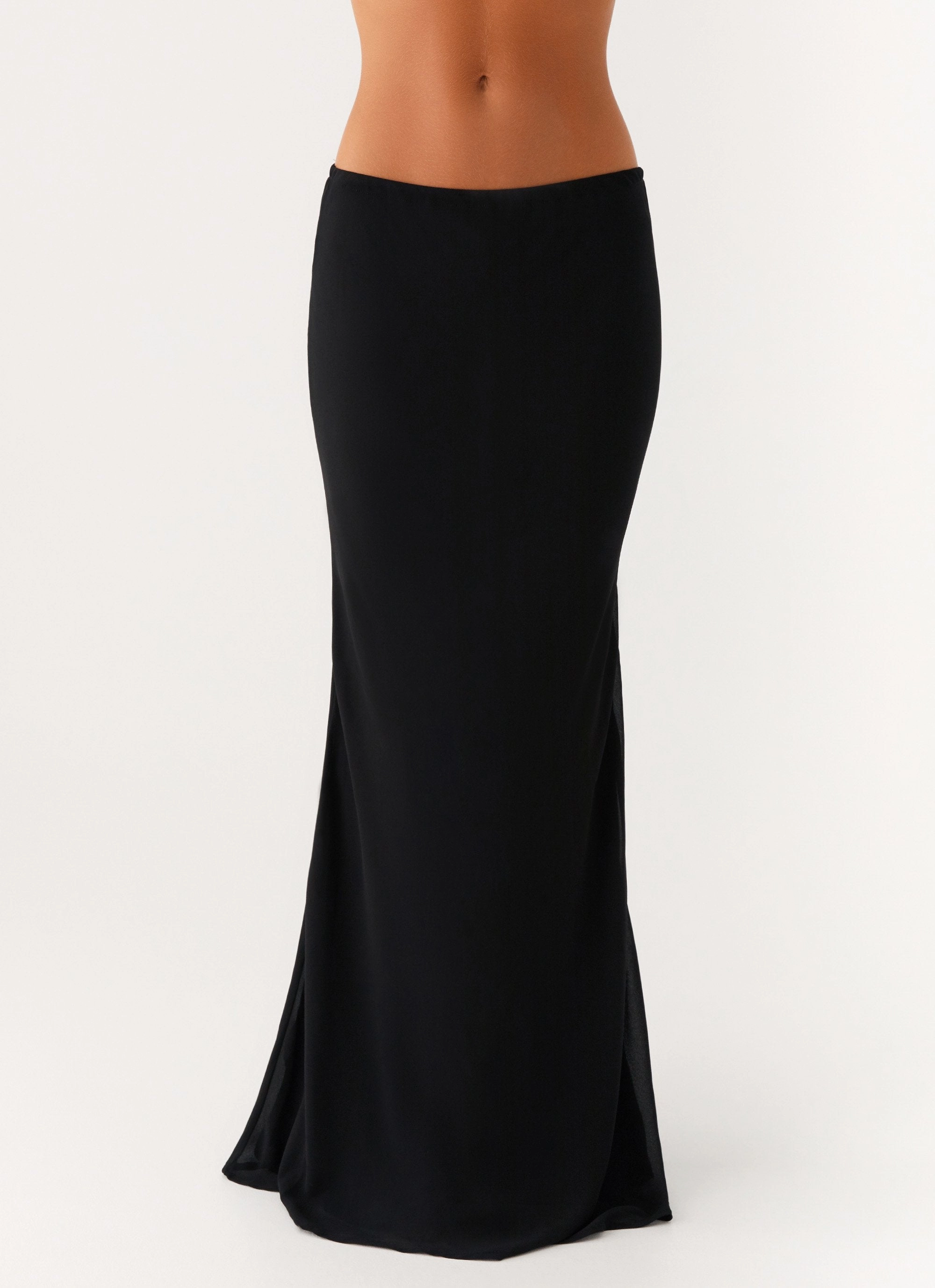 Canyon Chiffon Maxi Skirt - Black Back Slit Style Innovation