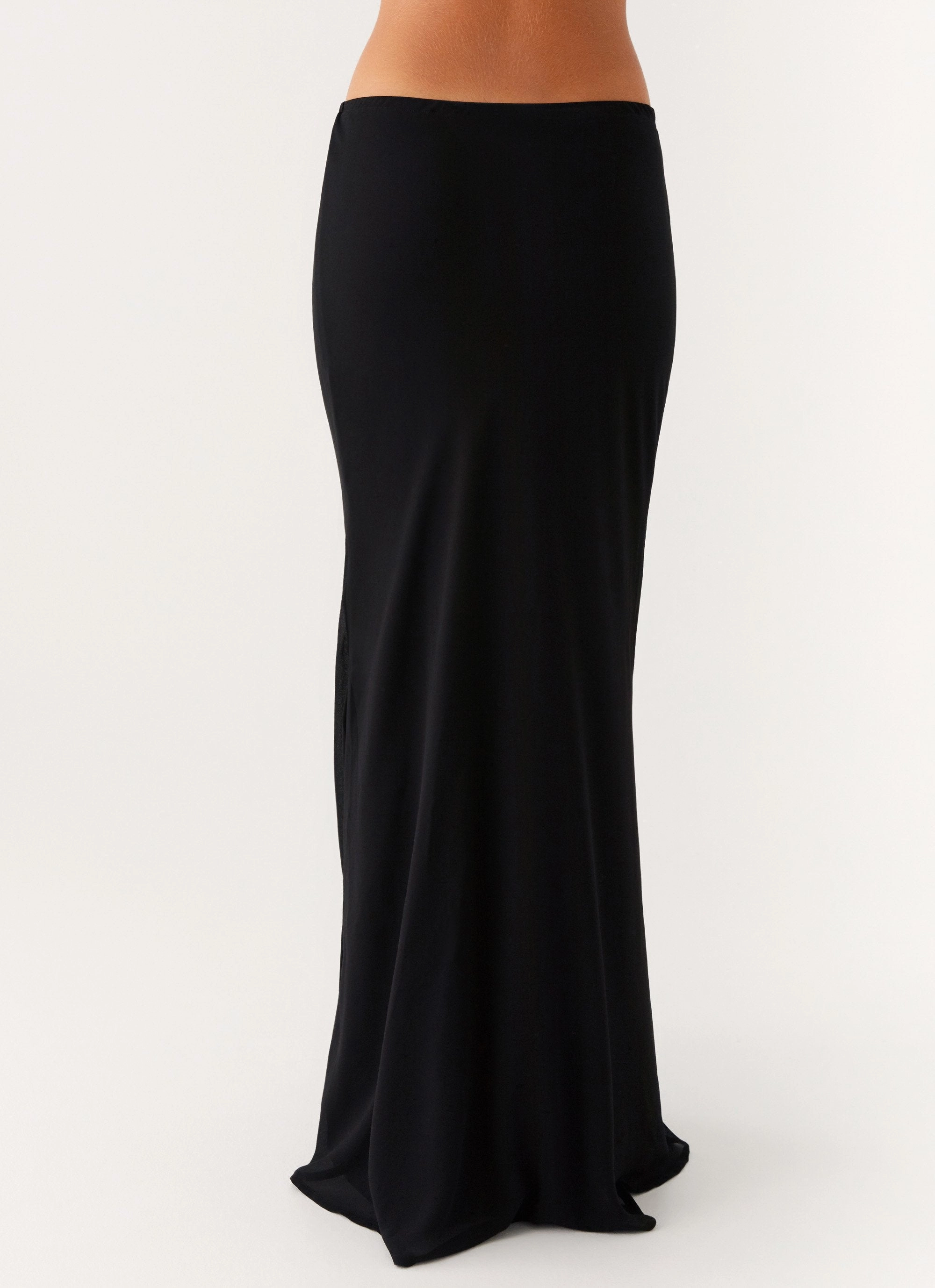 Sheer Overlay beaded embellishment Canyon Chiffon Maxi Skirt - Black
