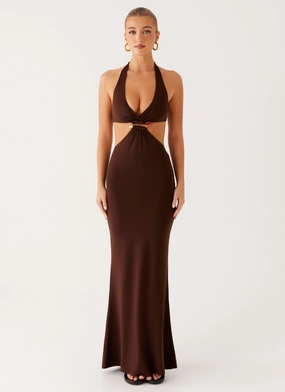 Shawnie Maxi Dress - Chocolate Feminine Style Cool Fabric