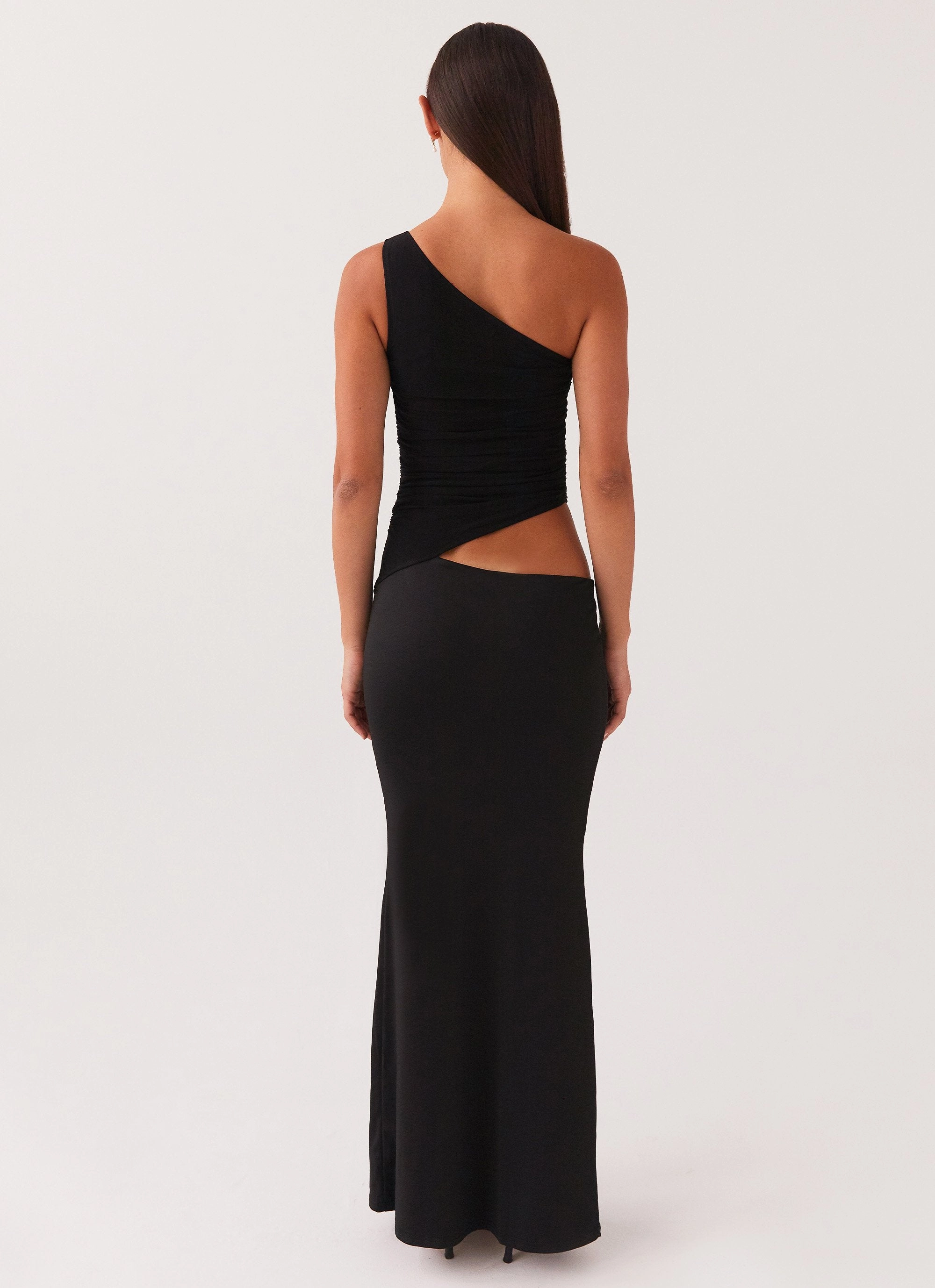 Air Comfort Warm Undertone Seranella One Shoulder Maxi Dress - Black