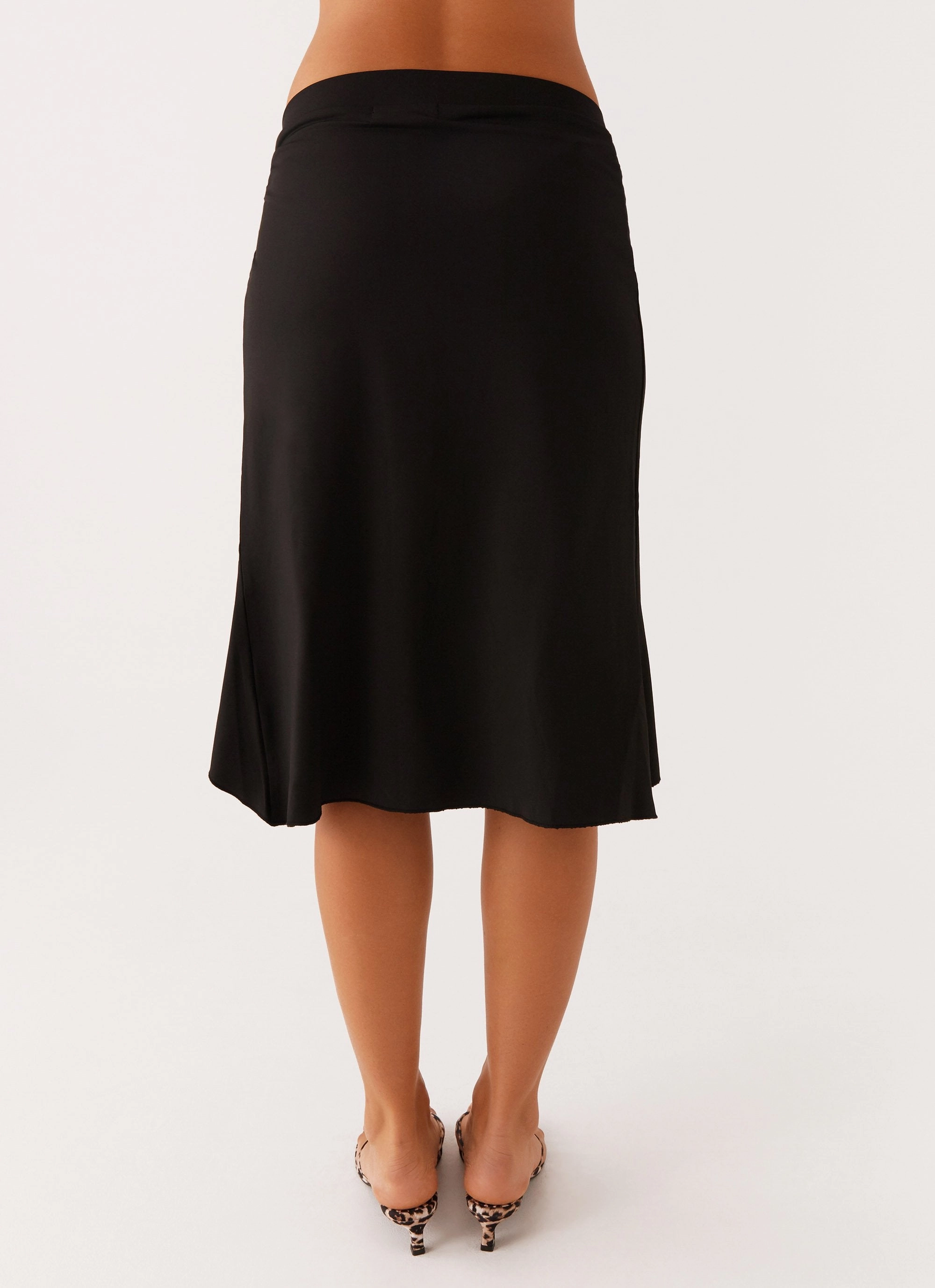 Shes A Lady Midi Skirt - Black Detachable Tie Washable fabric
