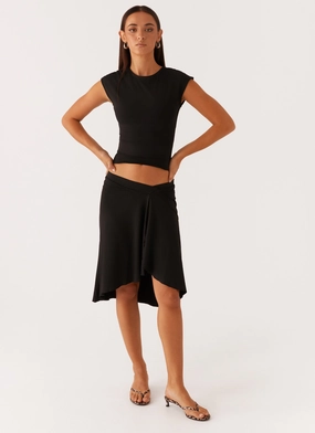 light texture Shes A Lady Midi Skirt - Black