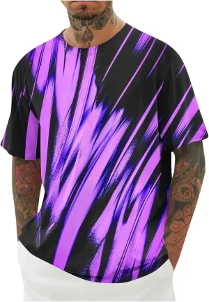Shirts for Men Fashion Crewneck T-Shirts Moisture Wicking Short Sleeve Shirts Summer Casual Loose Ombre Tee Tops