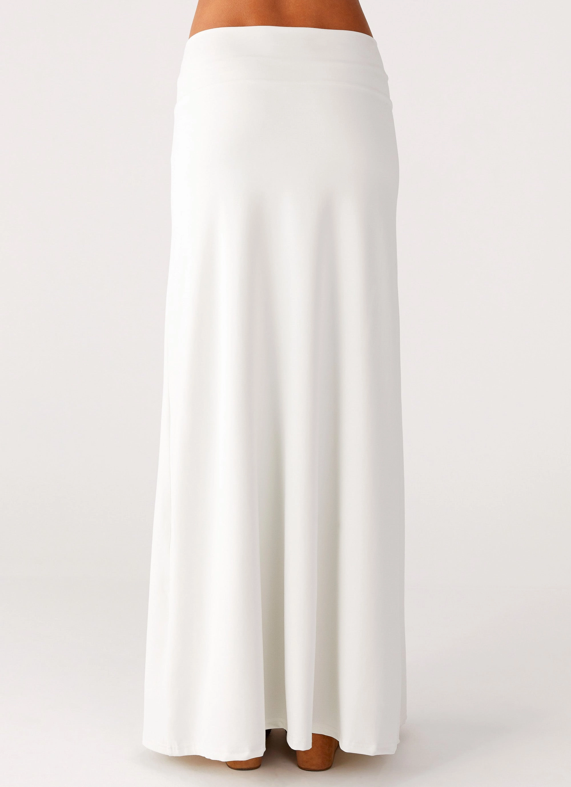 Shoreline Glow Maxi Skirt - Off White Performance Stretch Comfy Feel