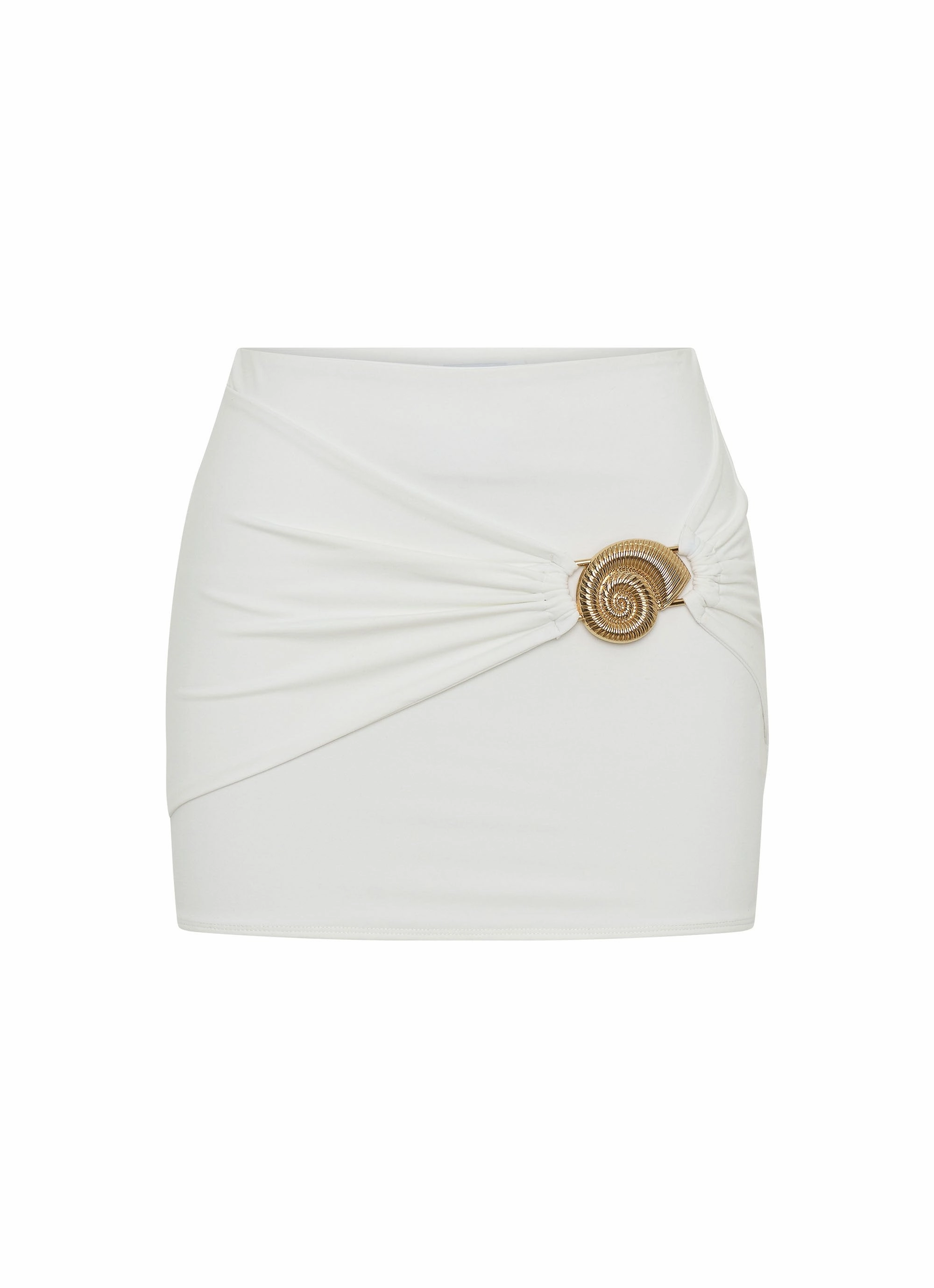 button detail Shoreline Mini Skirt - White
