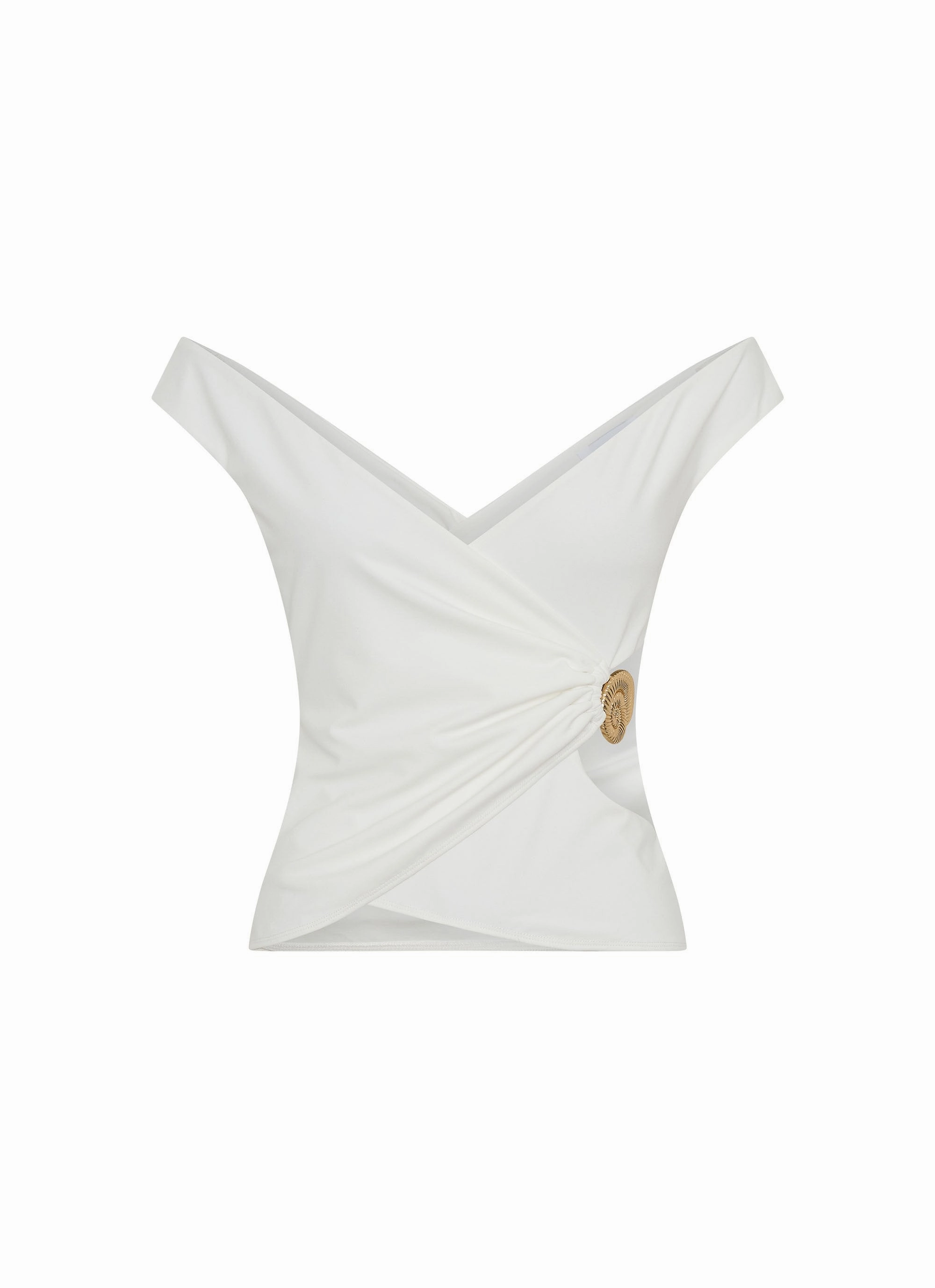 Shoreline Off Shoulder Top - White Soft Fleece Interior