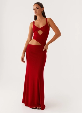 Wool-Blend Jocelyn Maxi Dress - Red