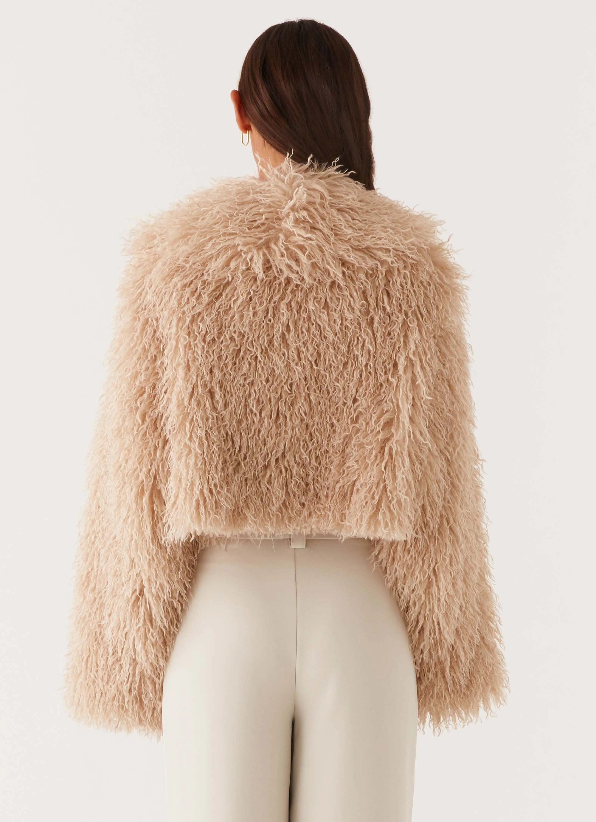 Timeless Piece Virginia Cropped Fur Jacket - Taupe