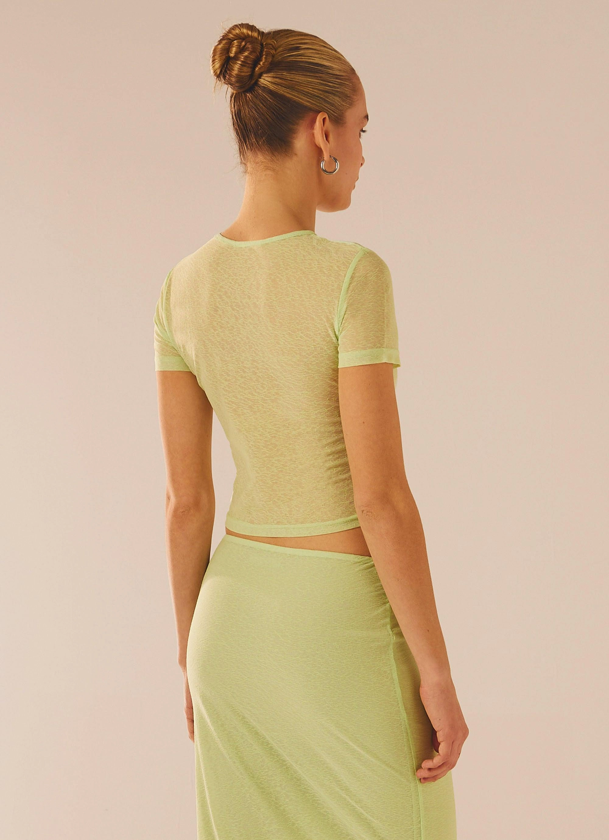 Just Like Magic Mesh Tee - Lime Easy Care Fabric Oversized Silhouette