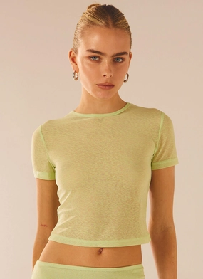 Stretch Weave Fabric Just Like Magic Mesh Tee - Lime