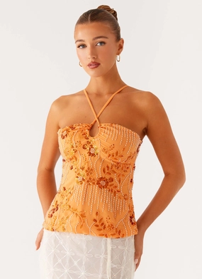 Catalina Sequin Top - Orange BreathableFabricTech