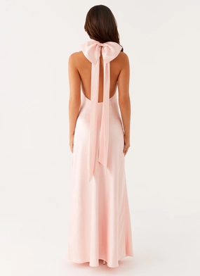 Siani Backless Maxi Dress - Pink Printed-Fabric