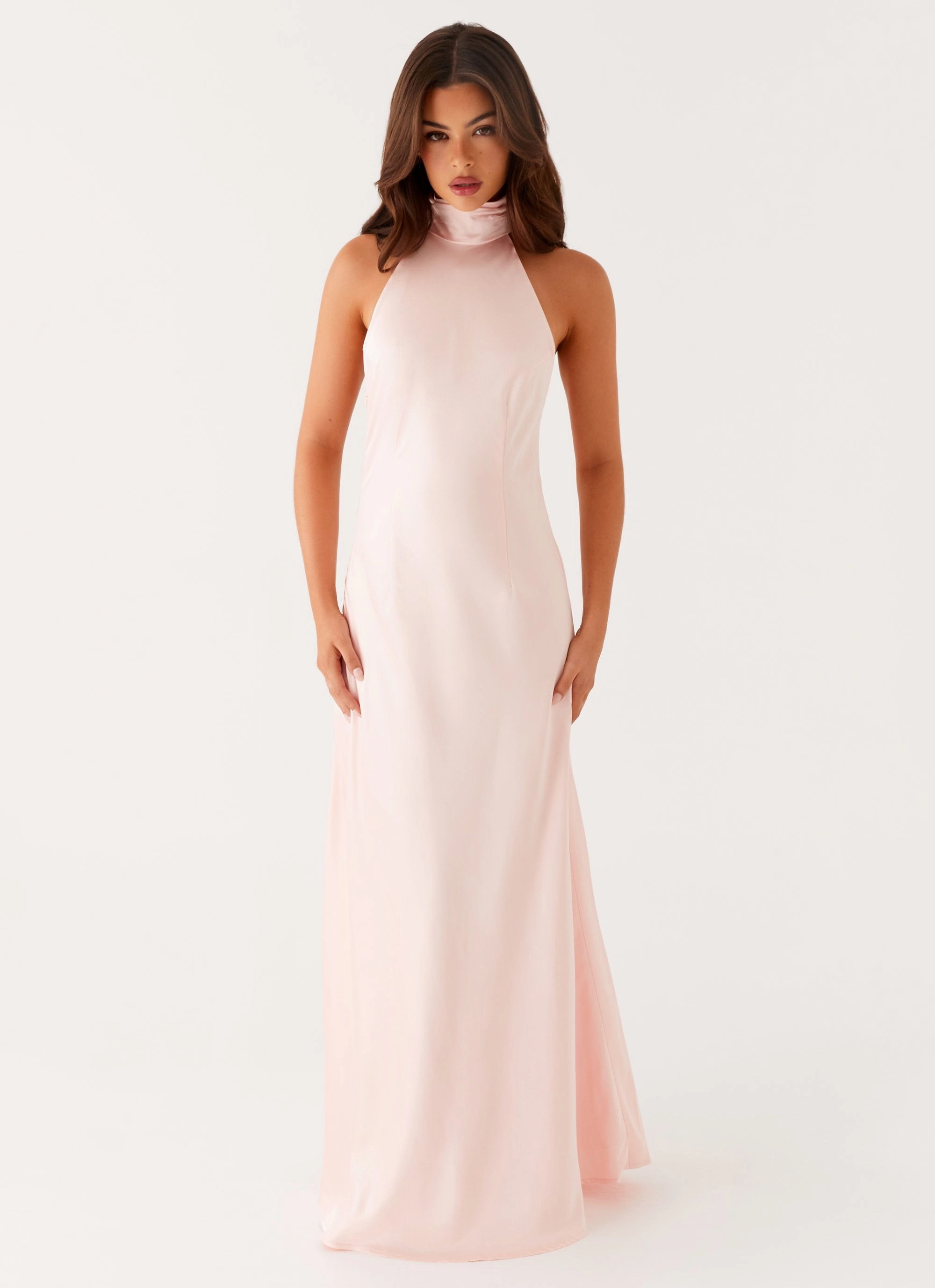 Siani Backless Maxi Dress - Pink Comfy and Elegant Asymmetric-Neck