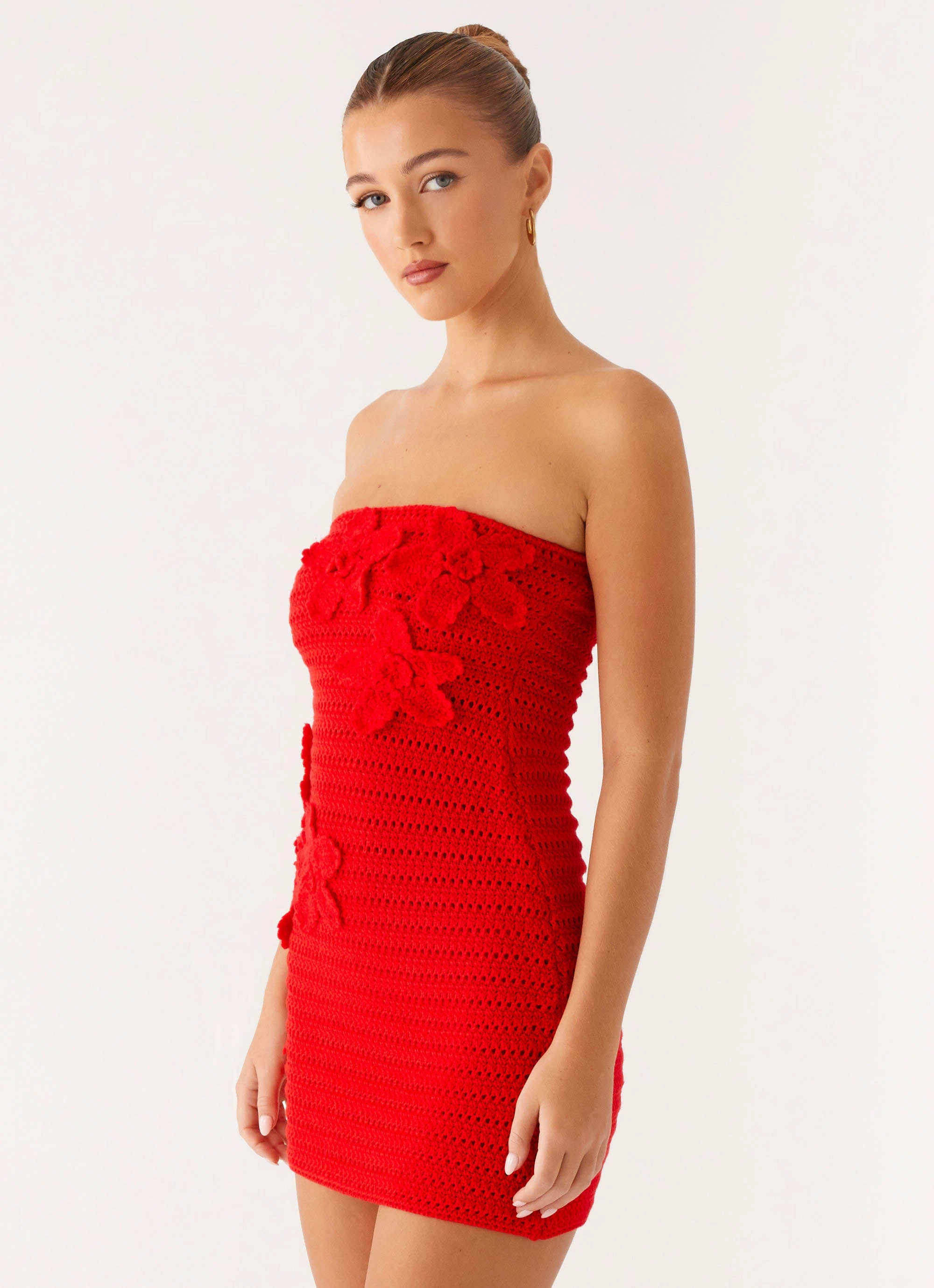 Delicate Finish Garden Fresh Sicily Mini Dress - Red