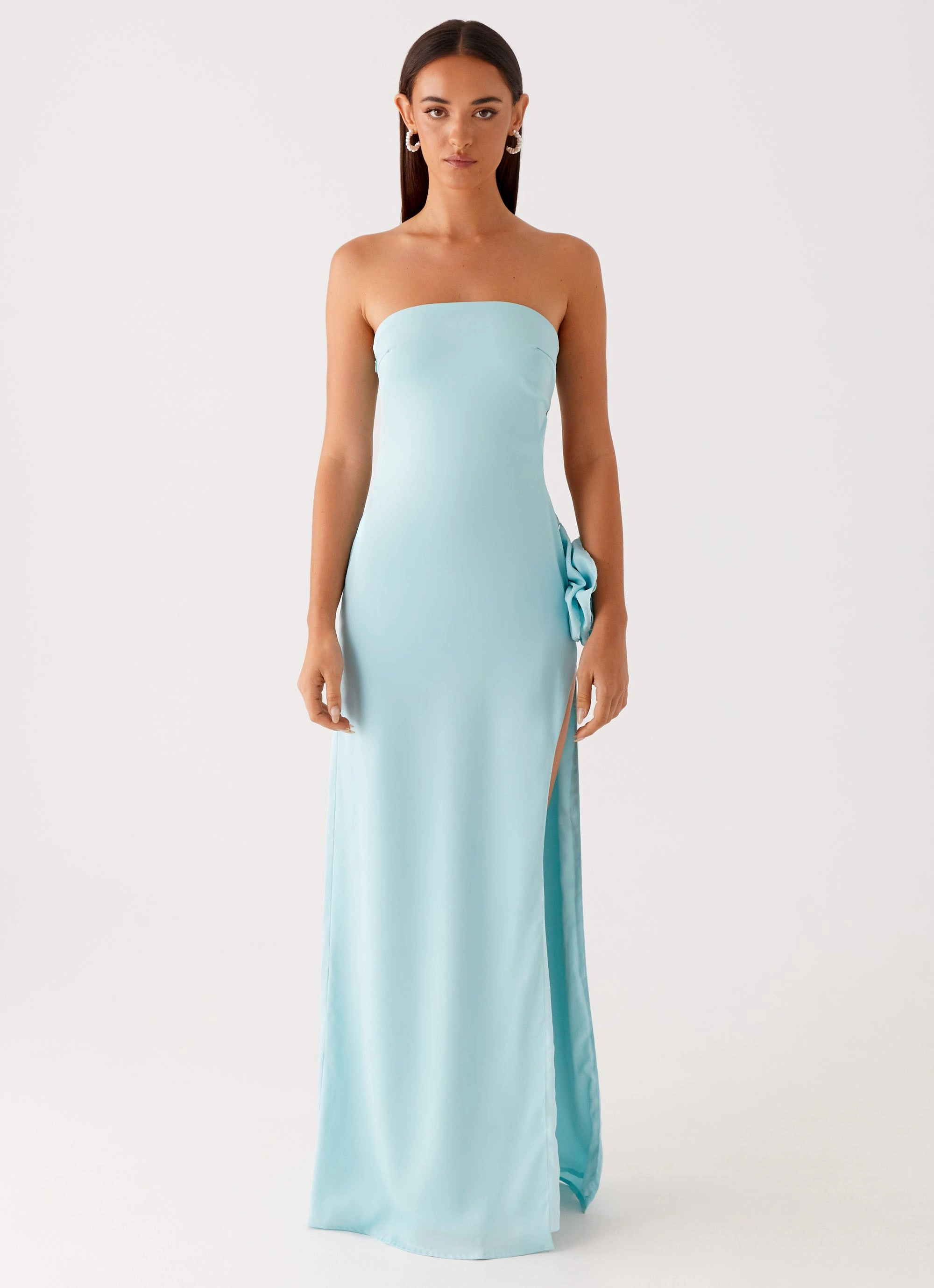 Elegant Waistband Fenway Strapless Maxi Dress - Mint