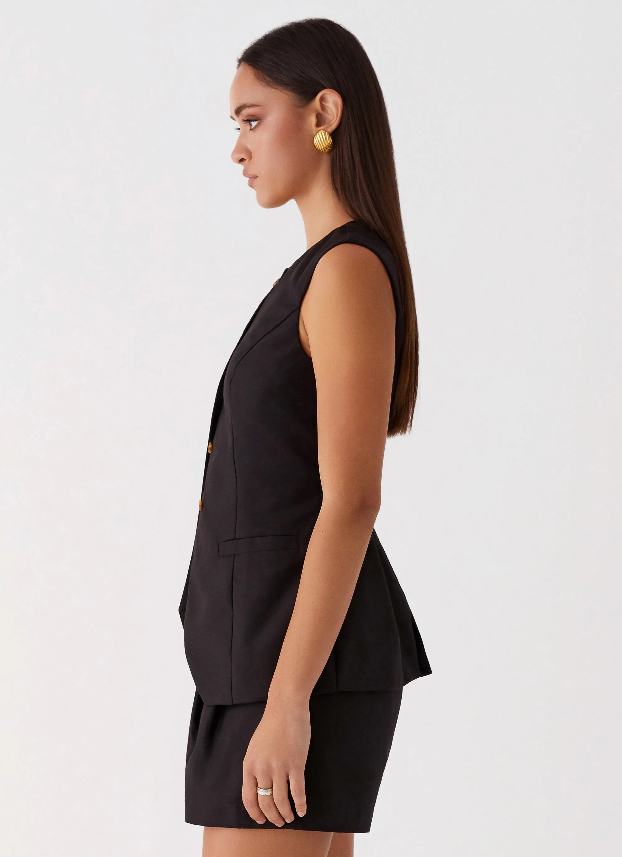 AdjustableCuffs Siena Style Tailored Vest - Black