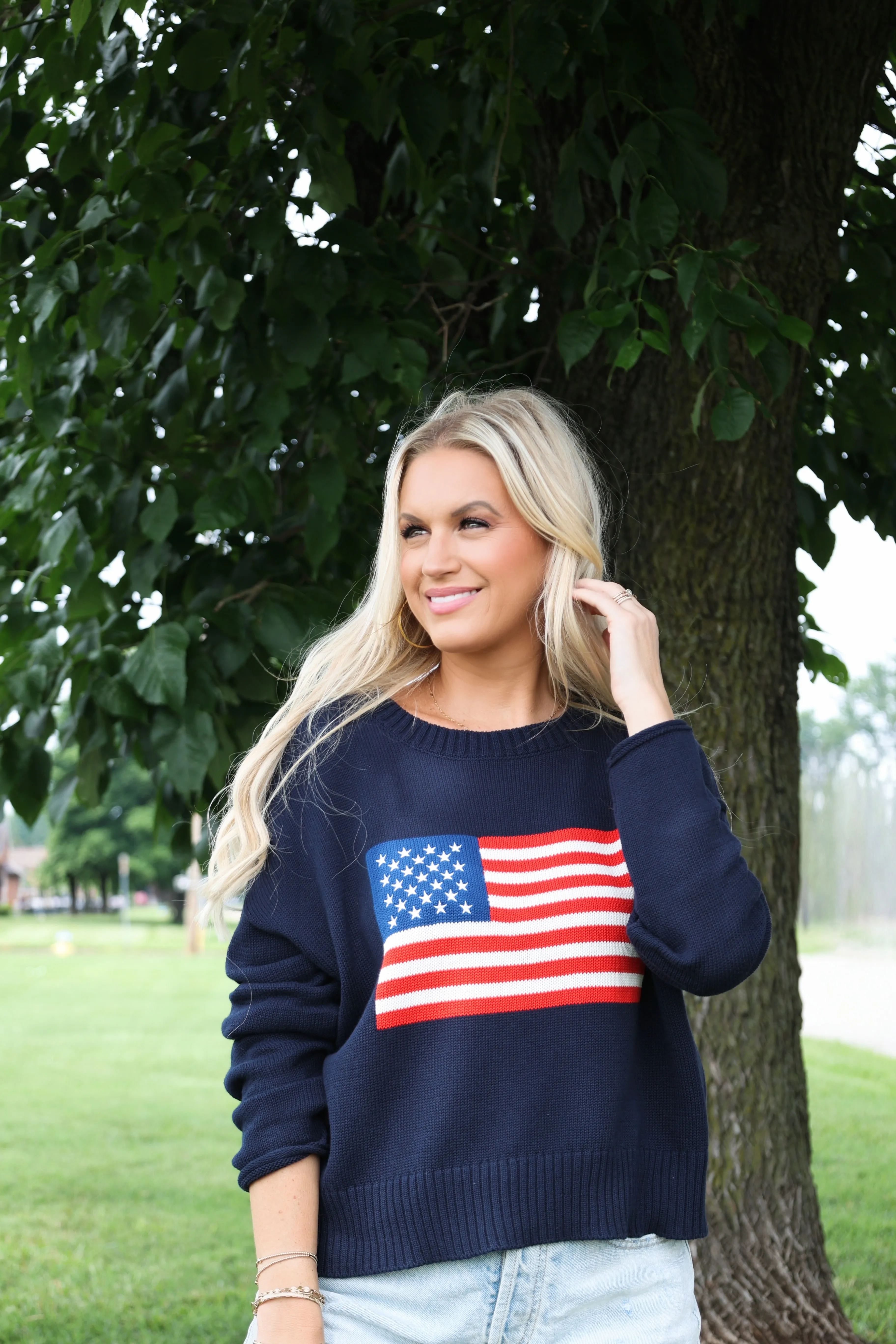 Double Chest Pocket Sienna Patriot Sweater
