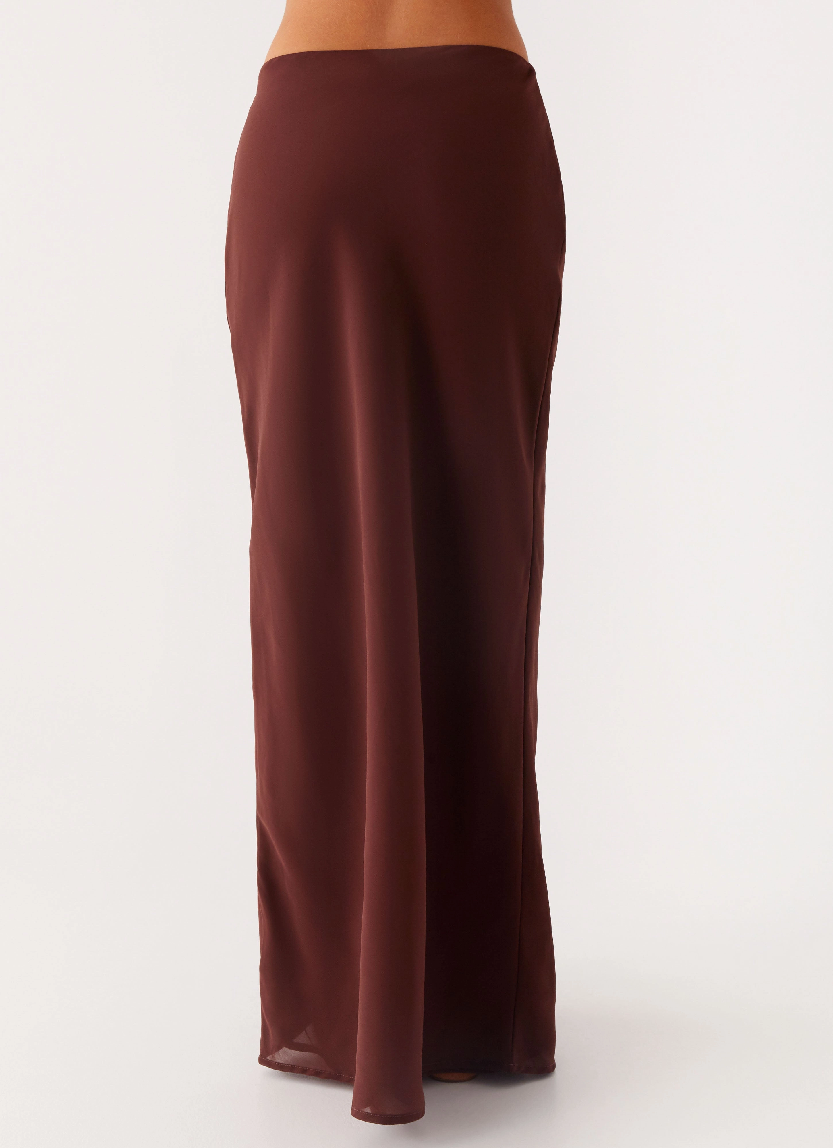 Sienna Sunset Maxi Skirt - Chocolate Smooth zipper closure