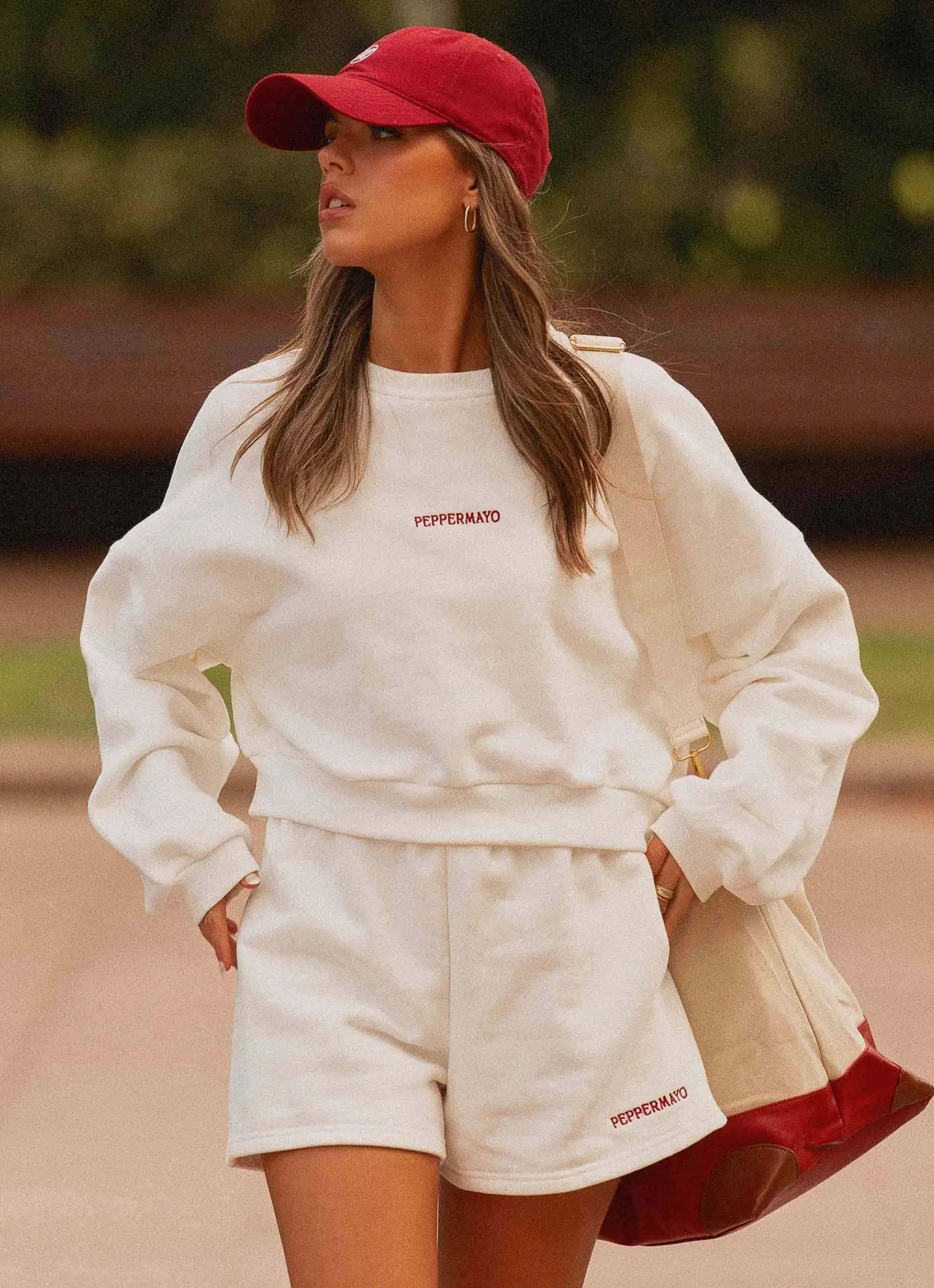 Signature Cropped Sweatshirt - Ivory Seamless Knit Design