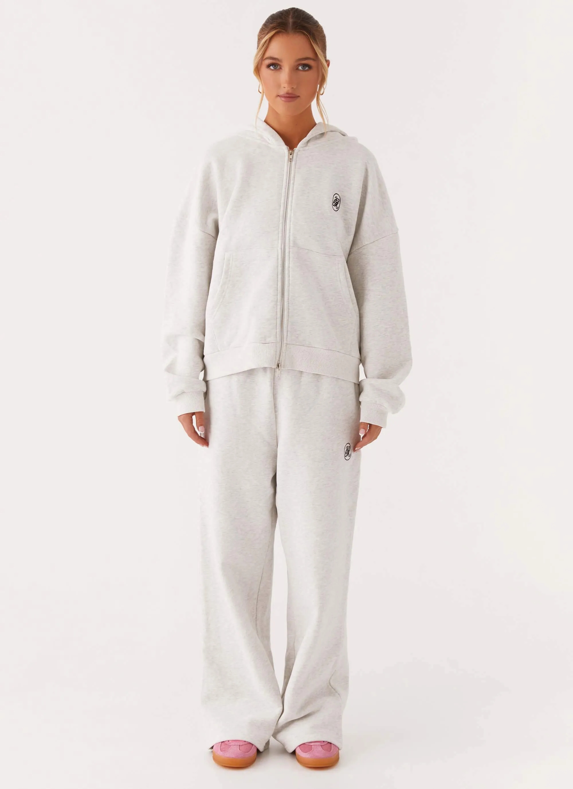 Signature Double Zip Up Hoodie - Grey Hot Weather