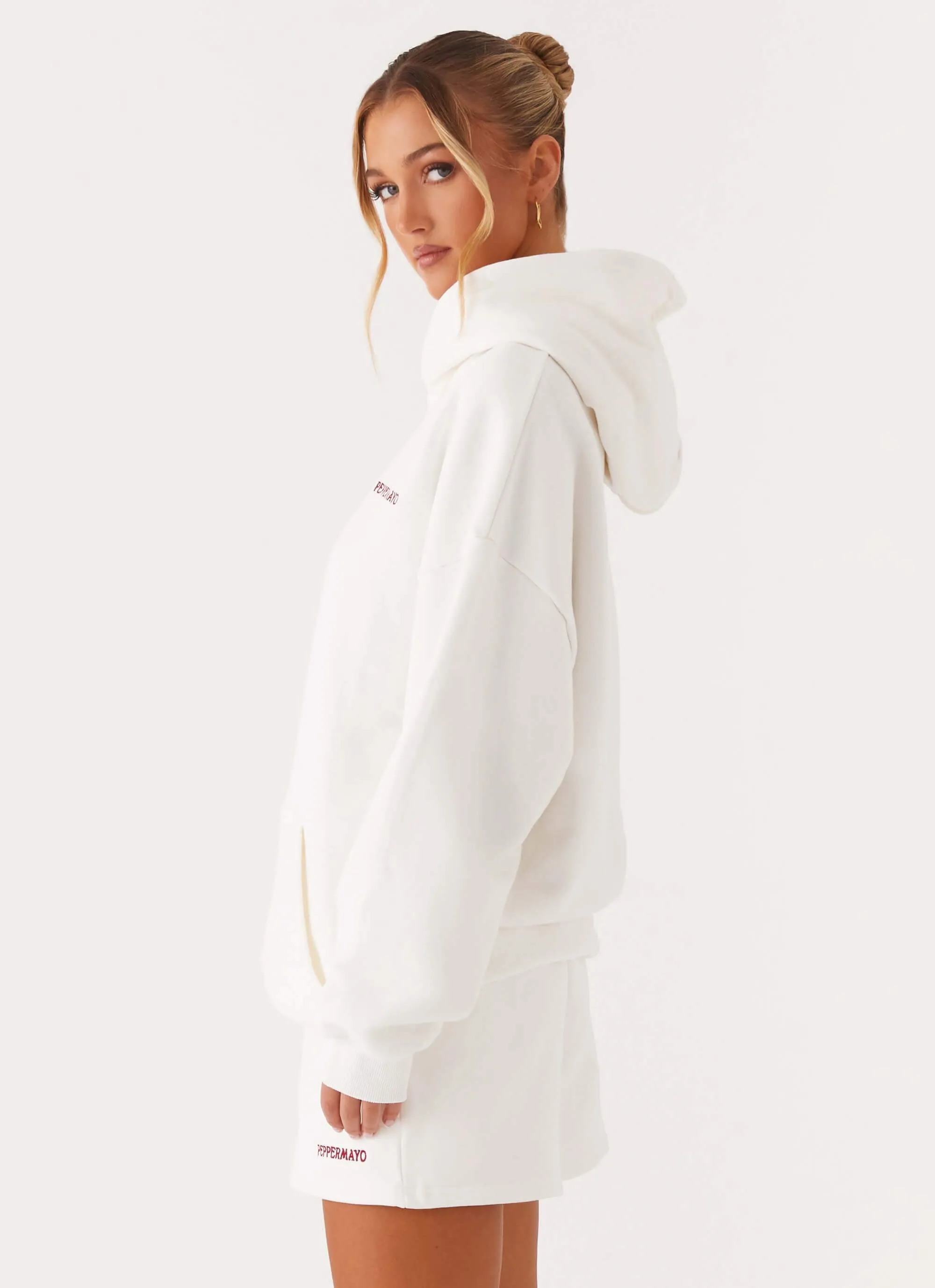 Signature Oversized Hoodie - Ivory Layered Collar Structure