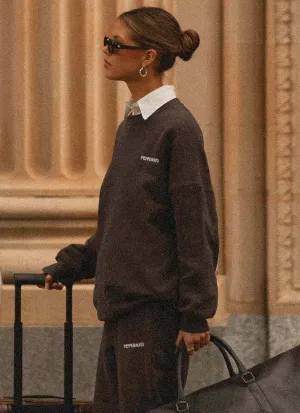 Signature Oversized Sweatshirt - Charcoal Silicone Print Detail Slim Fit Design