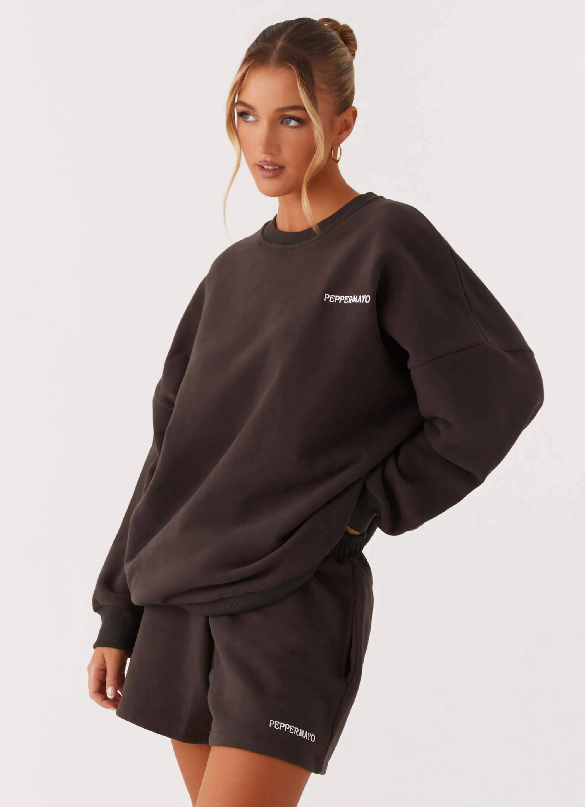 Signature Oversized Sweatshirt - Charcoal Raw Edge Detail