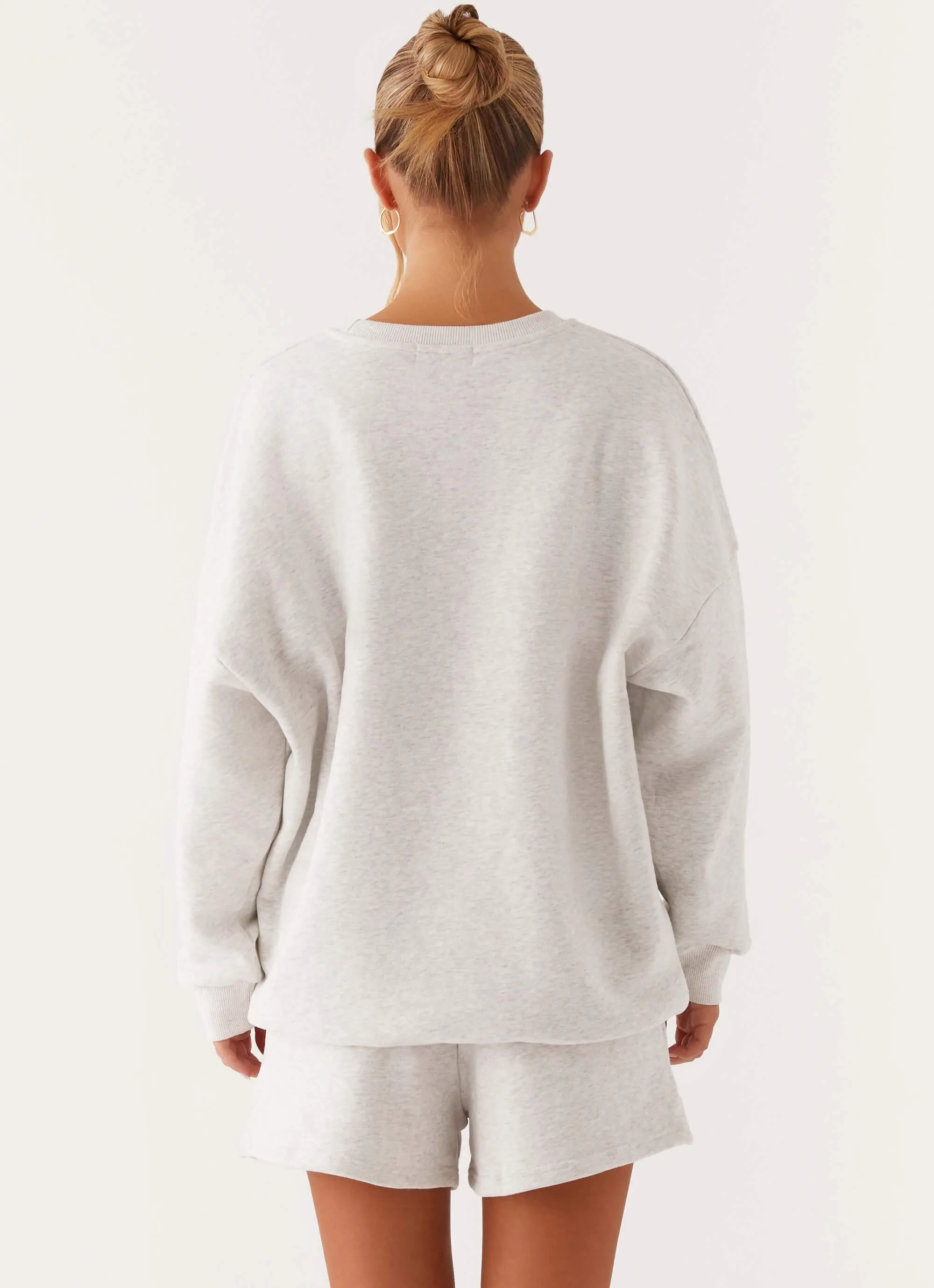 Non Chafe Armholes WaterResistantCoating Signature Oversized Sweatshirt - Grey