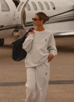 Signature Oversized Sweatshirt - Grey Laser Cut Edges Reflective Accent Stripes