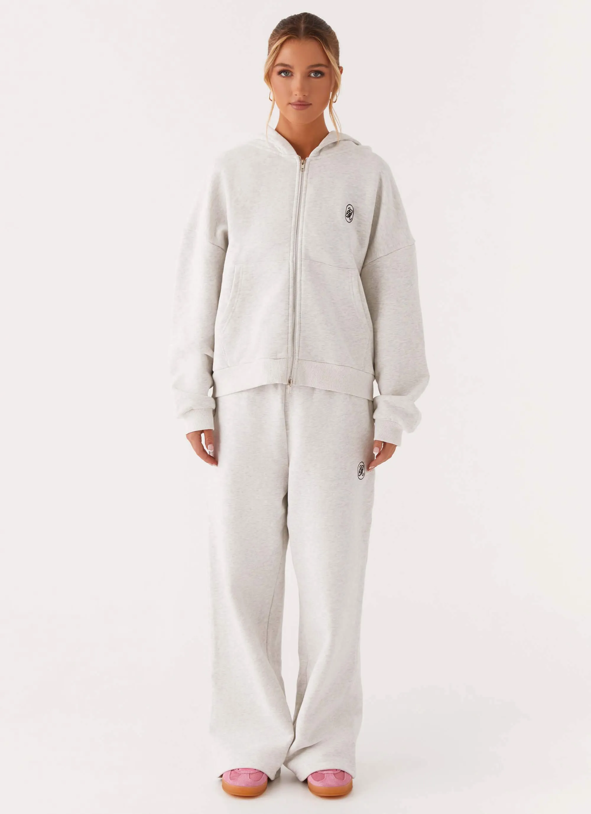 Tapered Side Panels Signature Sweatpants - Grey