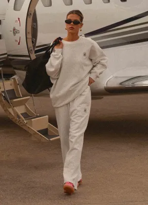 Button Down Collar Style Signature Sweatpants - Grey