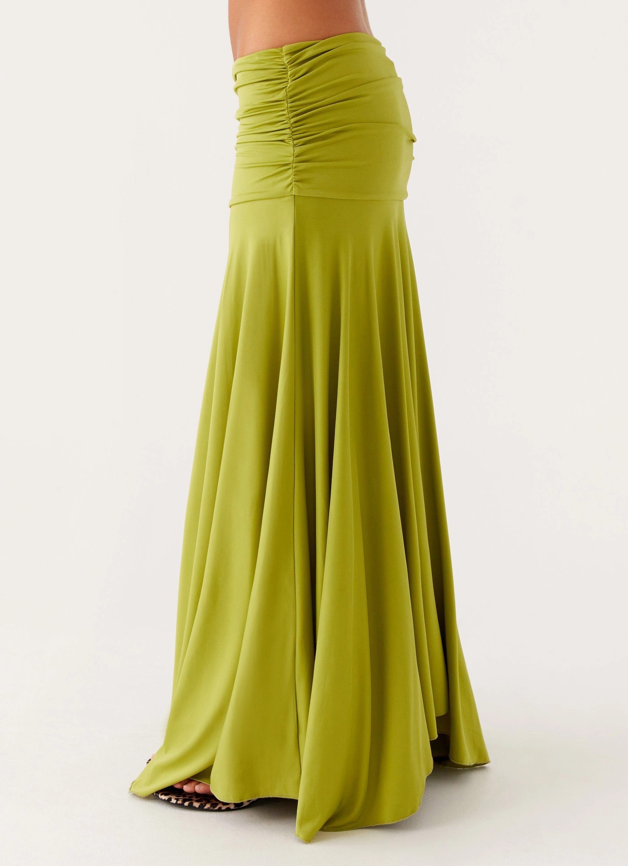 Creative Look Liana Ruched Maxi Skirt - Green