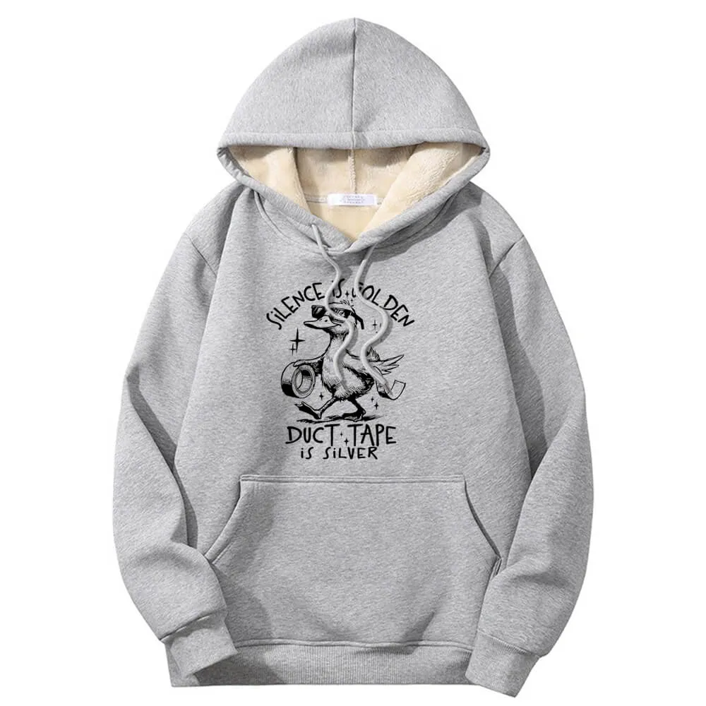Silence Is Golden Warm Fleece Sherpa Lined Hoodie