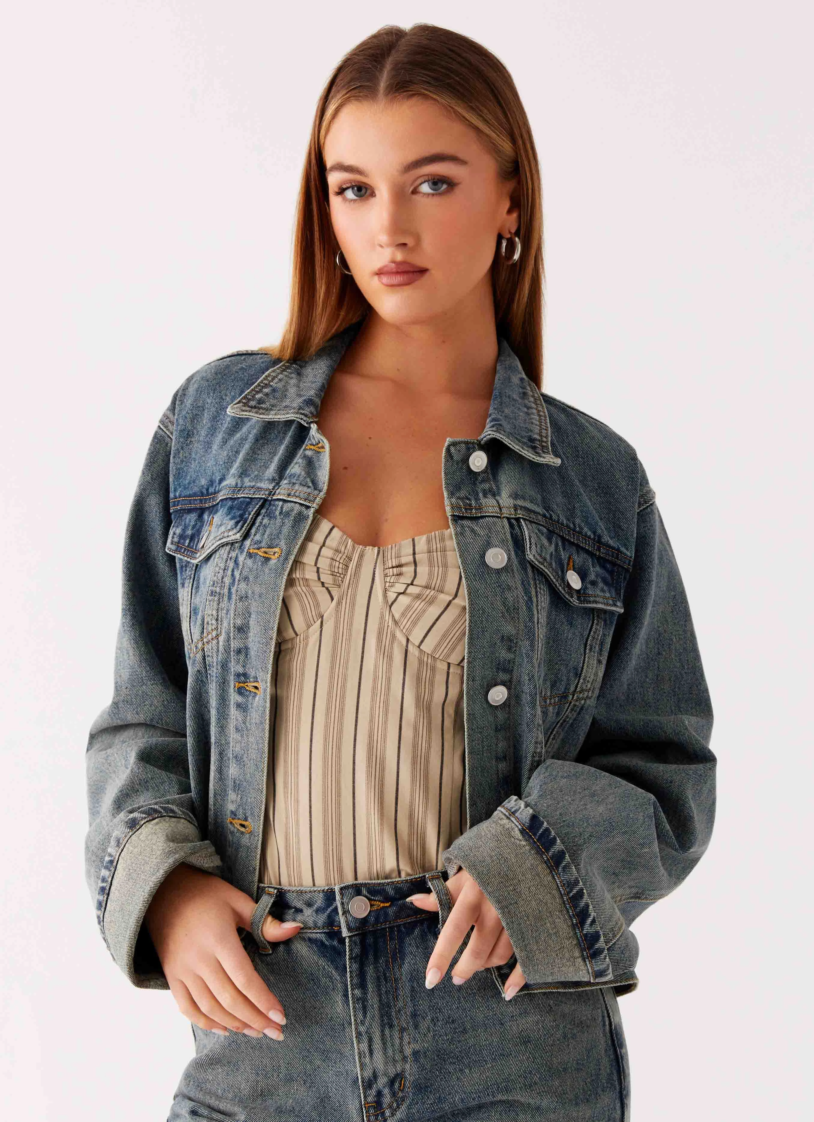 DoubleStitchSeams OdorControl Treatment Back Again Oversized Denim Jacket - Dirty Wash