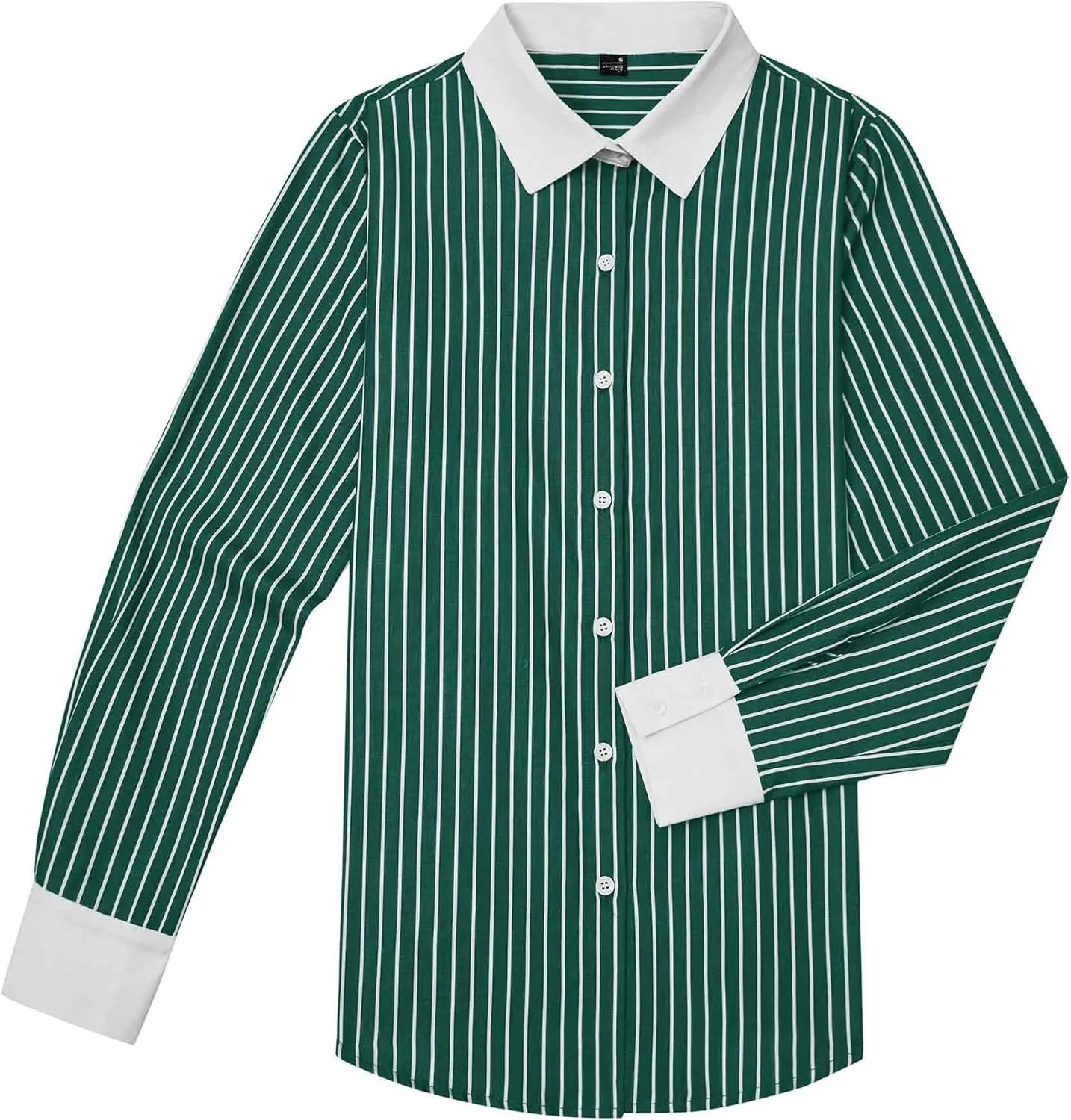 siliteelon Womens Cotton Button Down Shirts Striped Dress Shirts Pinstripes Long Sleeve Collared Blouses Colorblock Tops