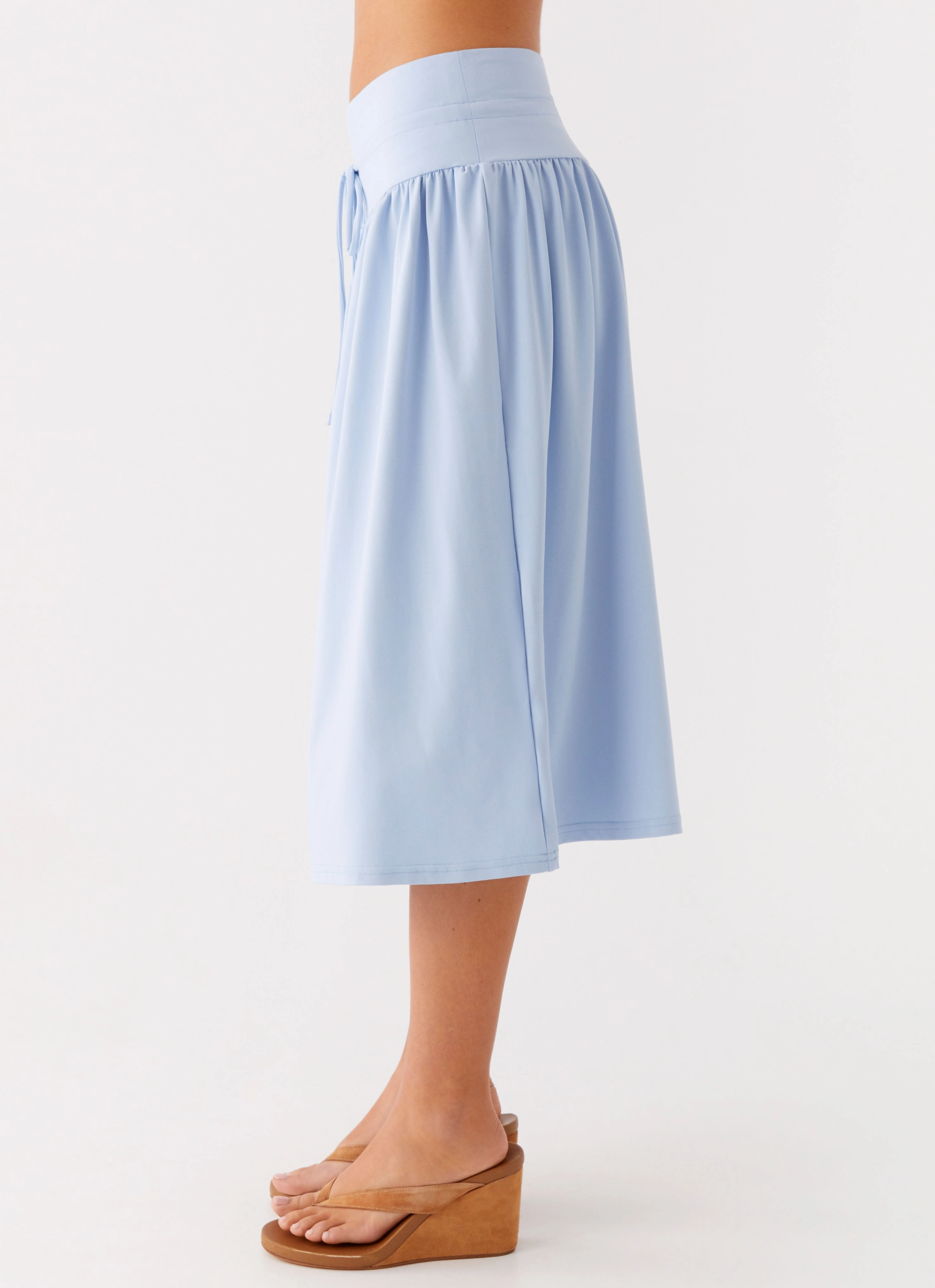 Easy Wear Silver Tides Midi Skirt - Blue