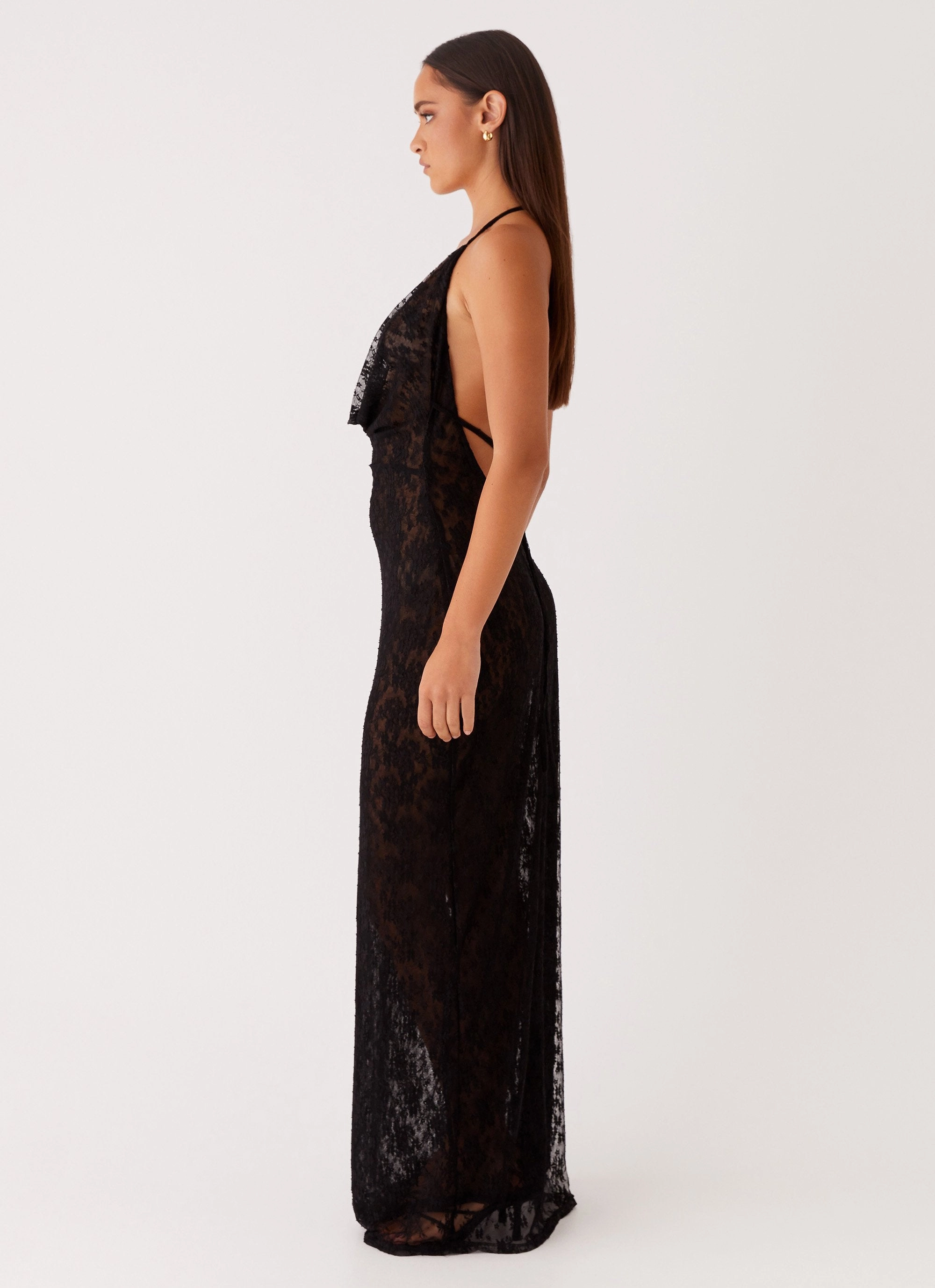 Plus Fit Shine Skin Champagne Coastline Maxi Dress - Black