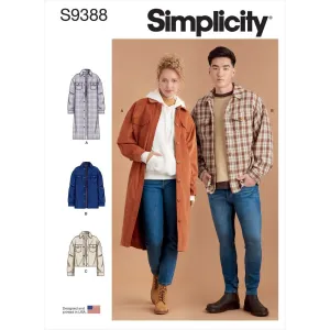 Simplicity Sewing Pattern S9388 Unisex Shirt Jackets