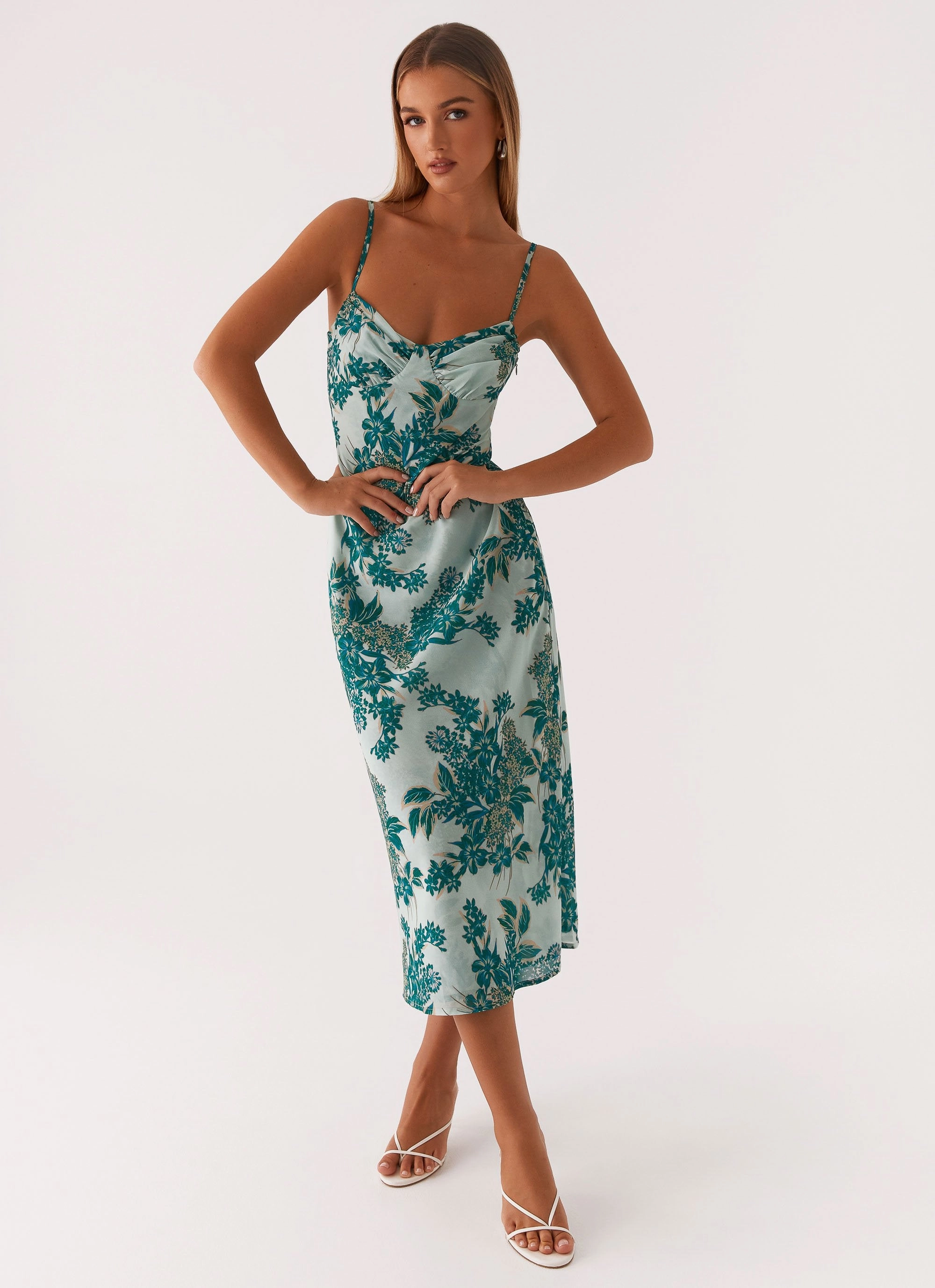 Love Song Midi Dress - Cloud Nine Floral Calm Tone Polished Motion
