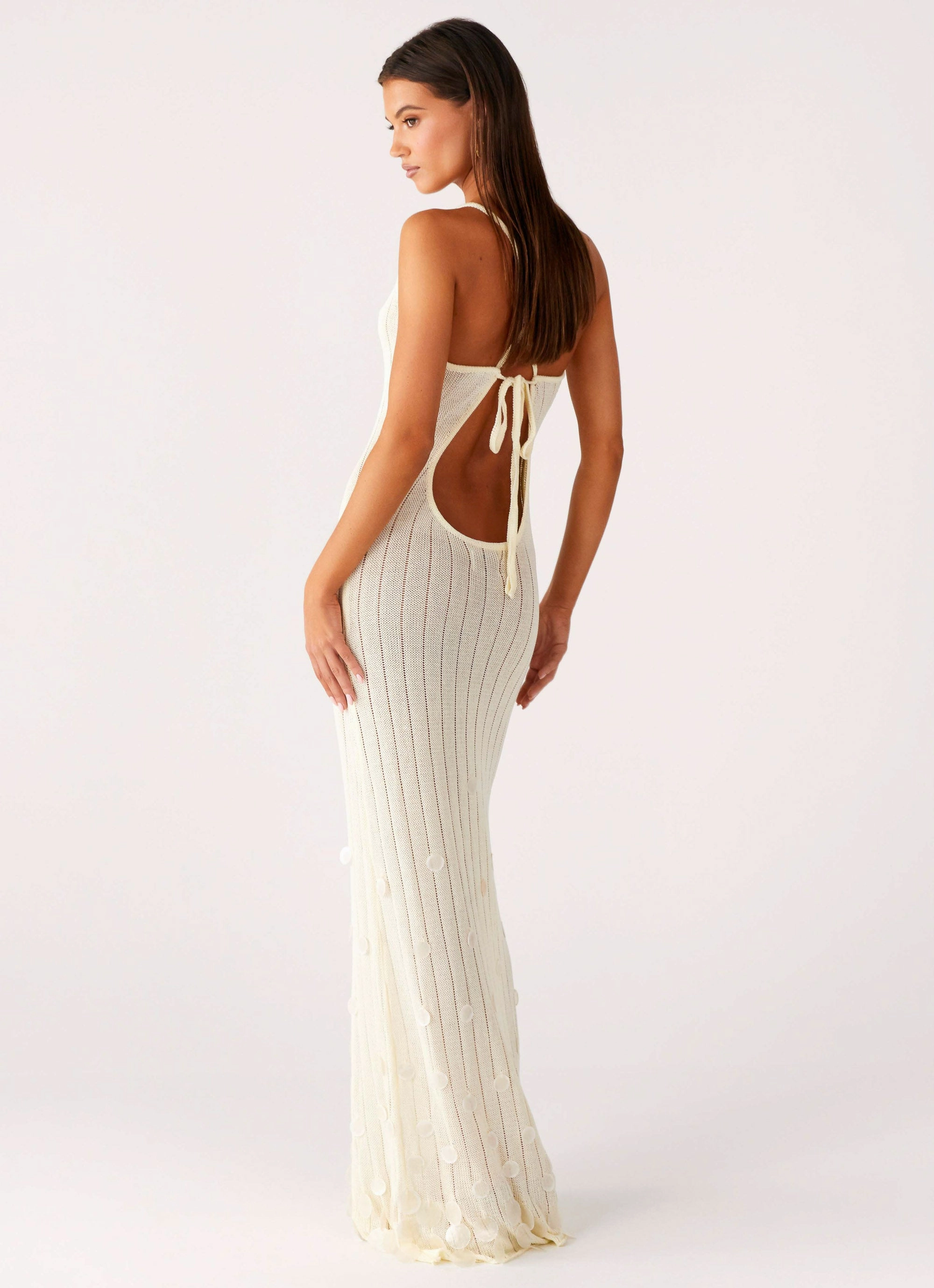 Siren Song Crochet Maxi Dress - Ivory Mermaid-Hem Simple formal dress
