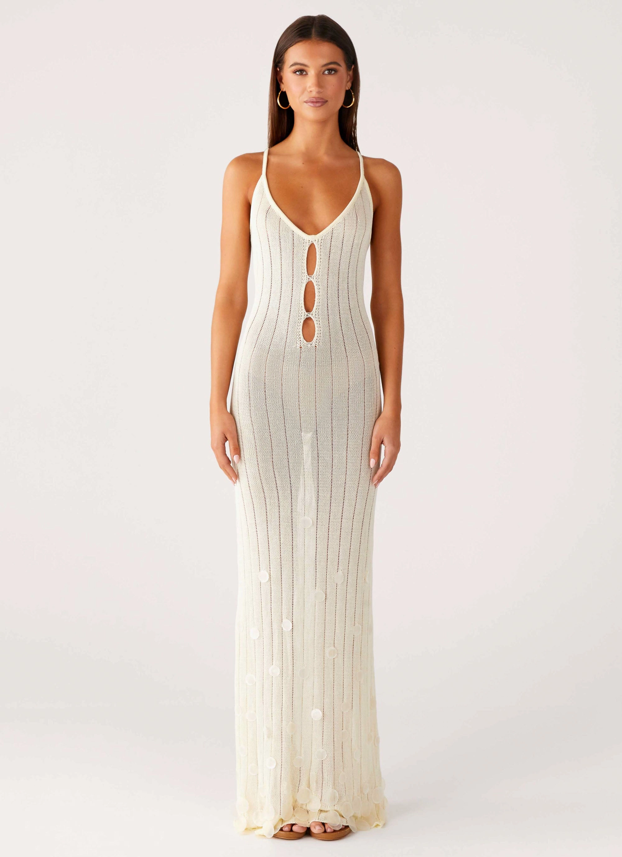 Chic Fit Wear Siren Song Crochet Maxi Dress - Ivory