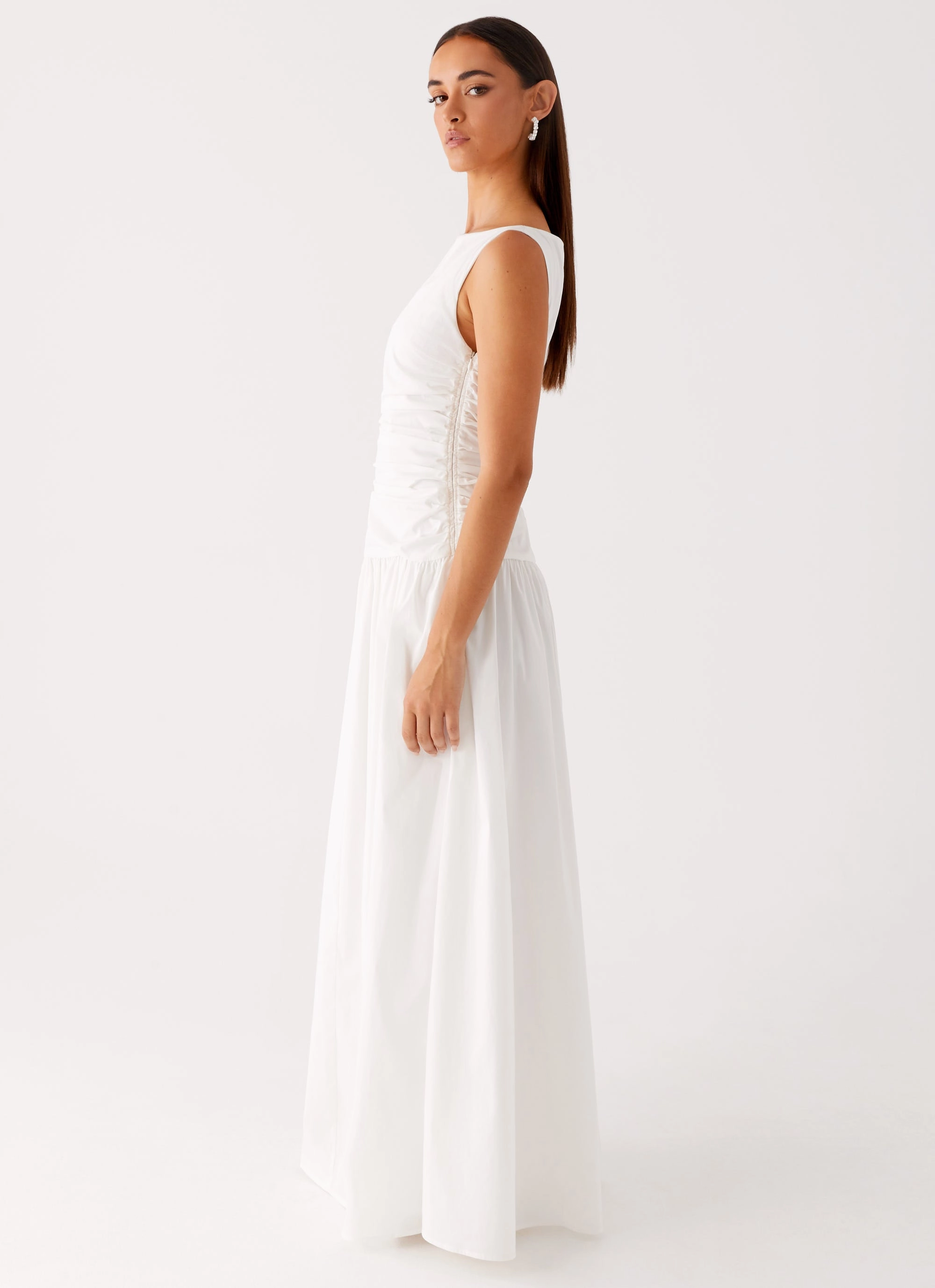 Carmel High Neck Maxi Dress - White Urban Classic