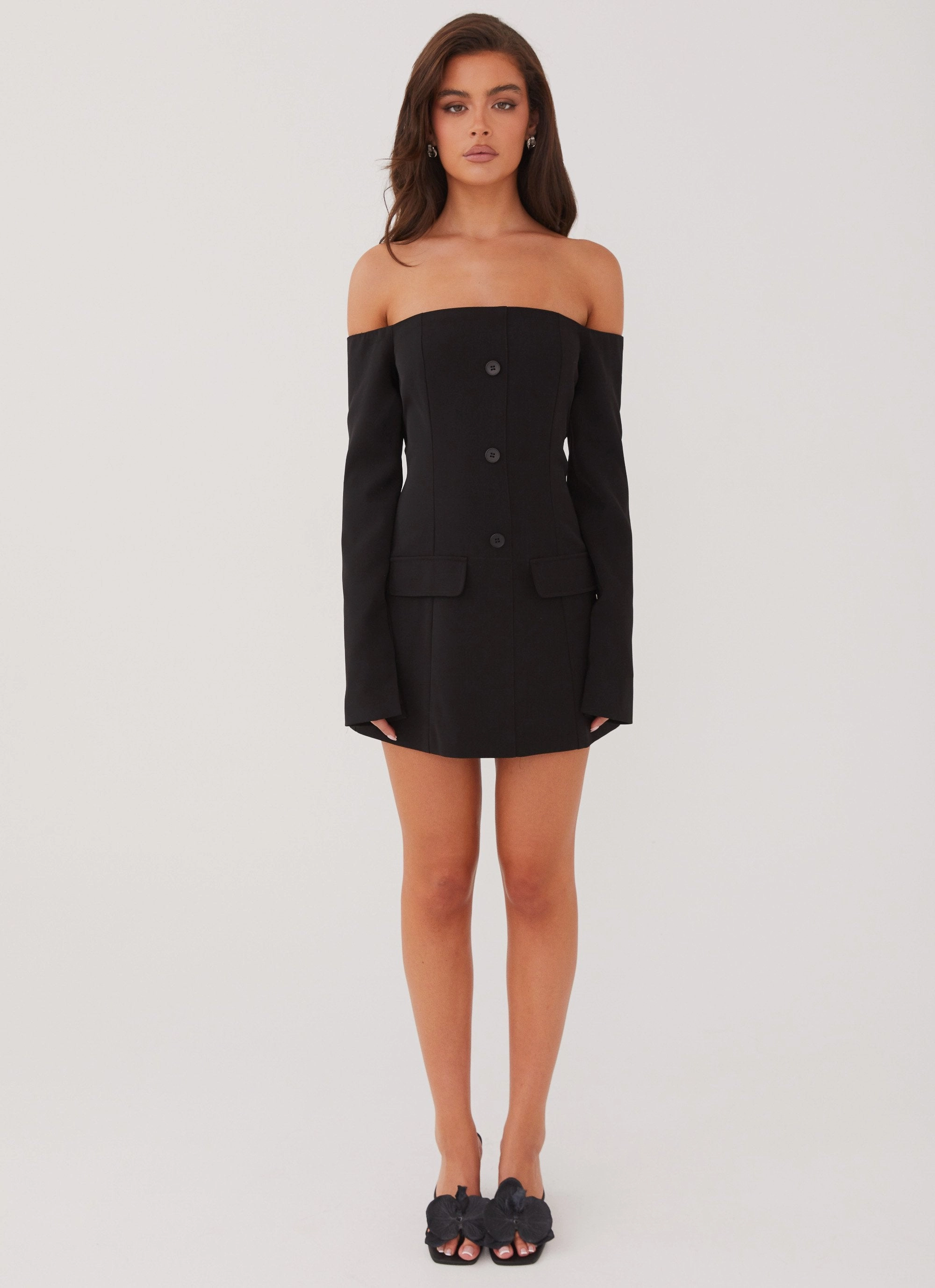 Trendy Vibes Sophisticated Comfort Dominique Blazer Mini Dress - Black