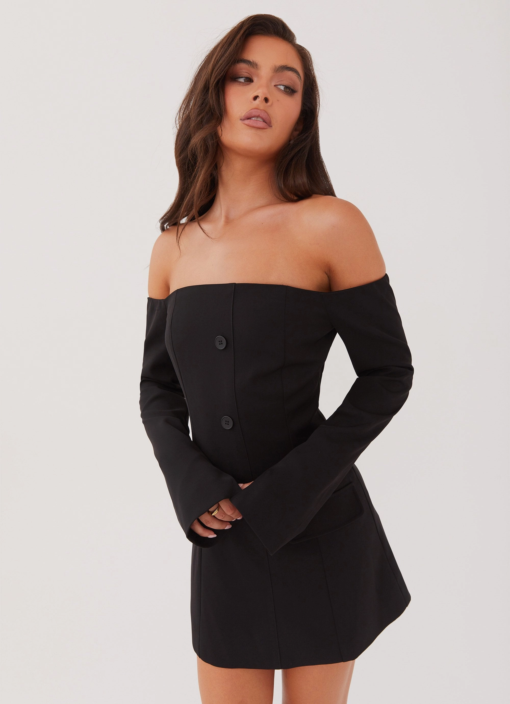 Spring Vibe Dominique Blazer Mini Dress - Black