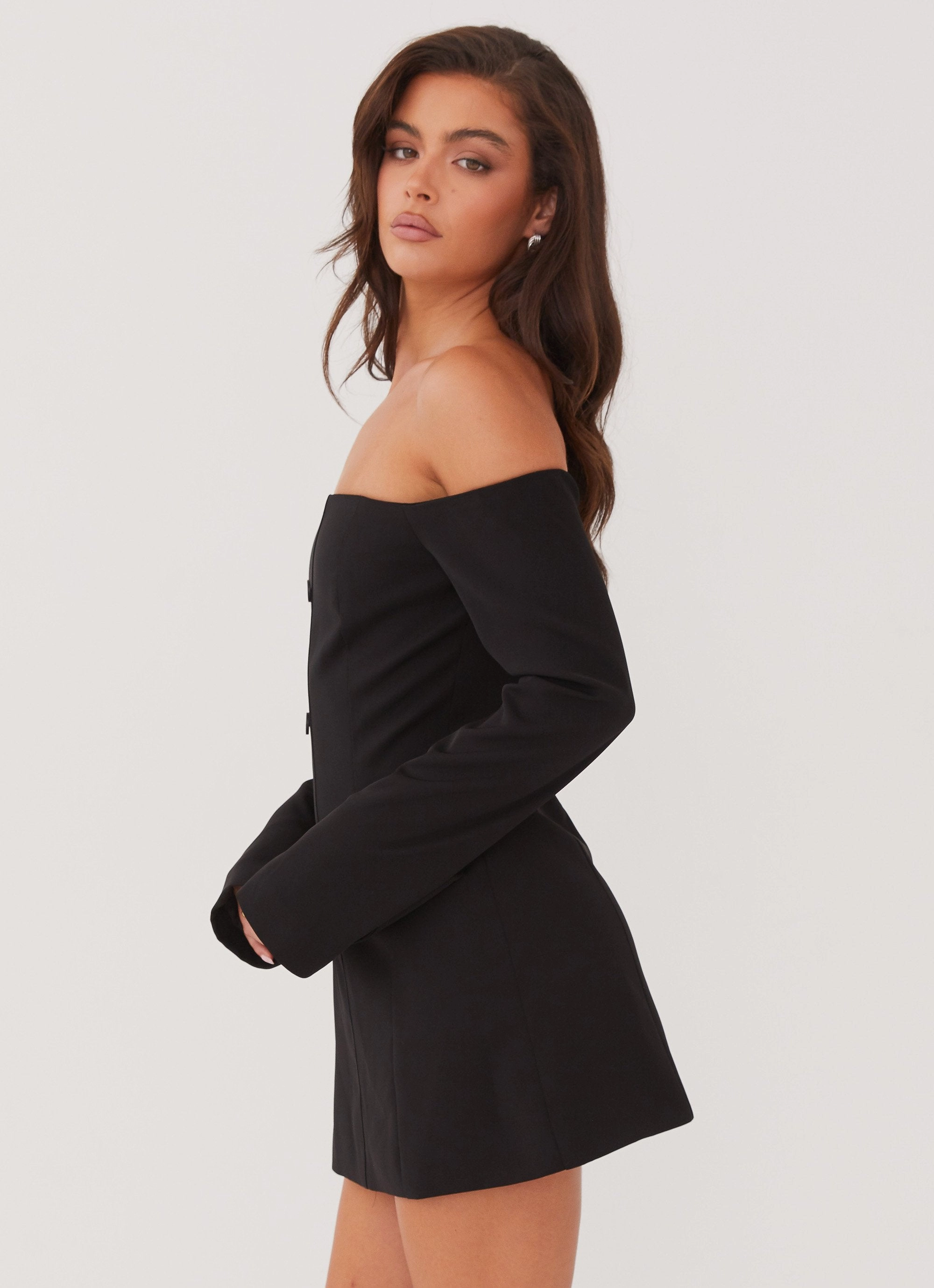 Dominique Blazer Mini Dress - Black Fitted Mood Soft Layering