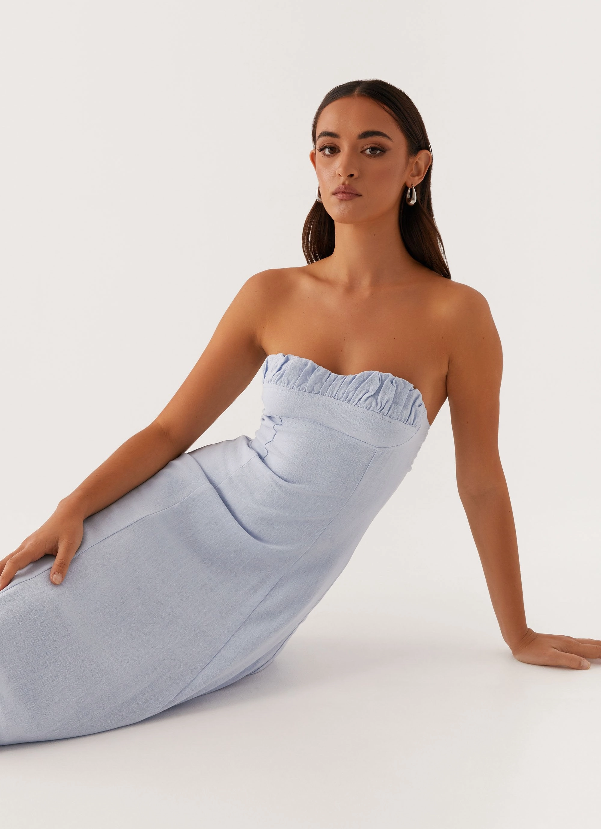 Modern-style Tayla Linen Maxi Dress - Blue